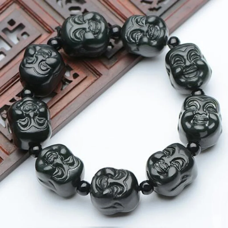 Natural Hetian Jades Buddha Head Beads Bracelet Men Women Chinese Nephrite Jade Buddha Bead Elastic Beaded Amulet Bracelets
Natural Hetian Jades Buddha Head Beads Bracelet Men Women Chinese Nephrite Jade Buddha Bead Elastic Beaded Amulet Bracelets
