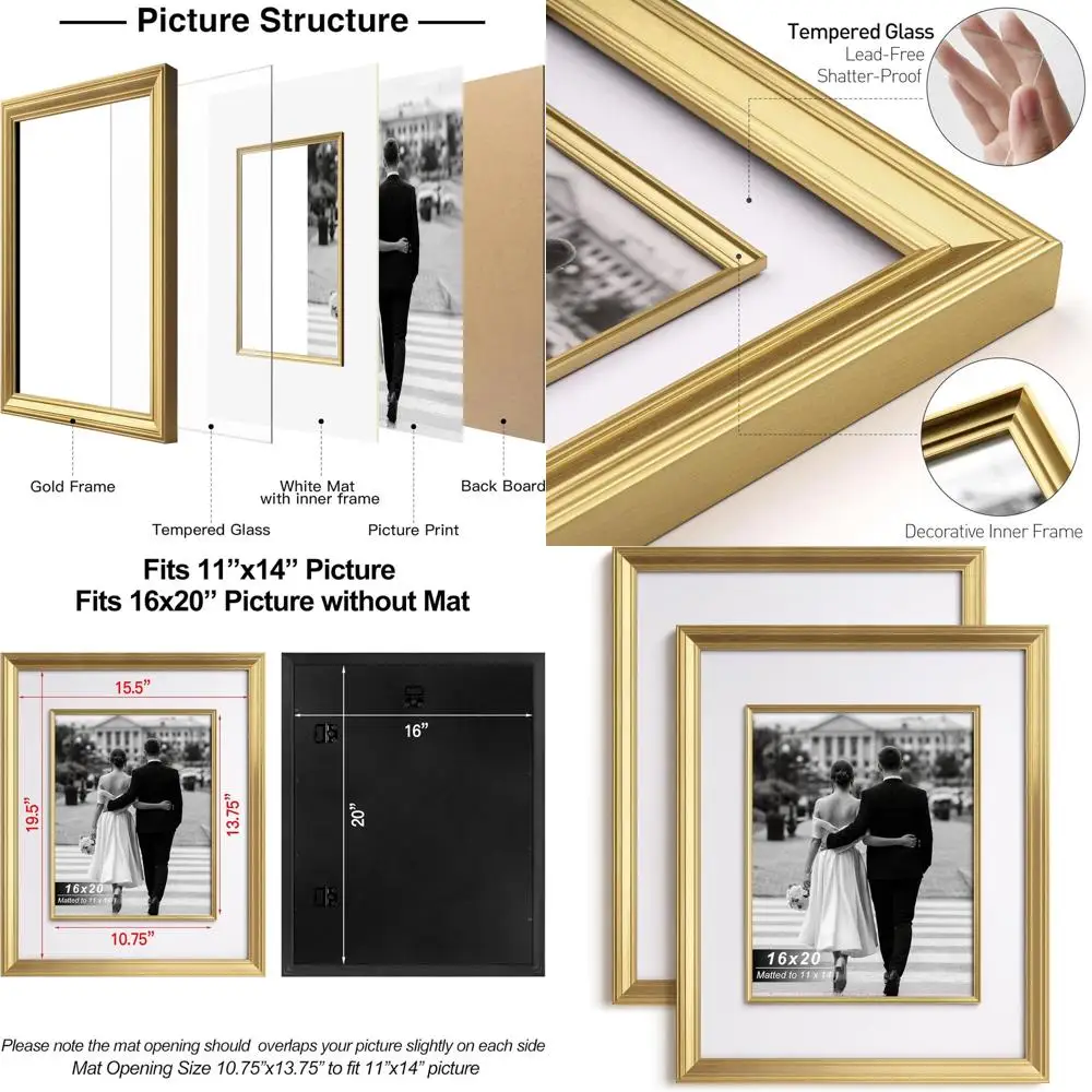 Пара золотых рам размером 16x20 с декоративной внутренней частью, закаленное стекло для портретных/ландшафтных фотографий 11x14, идеально подходит для дома или офиса
Пара золотых рам размером 16x20 с декоративной внутренней частью, закаленное стекло для портретных/ландшафтных фотографий 11x14, идеально подходит для дома или офиса