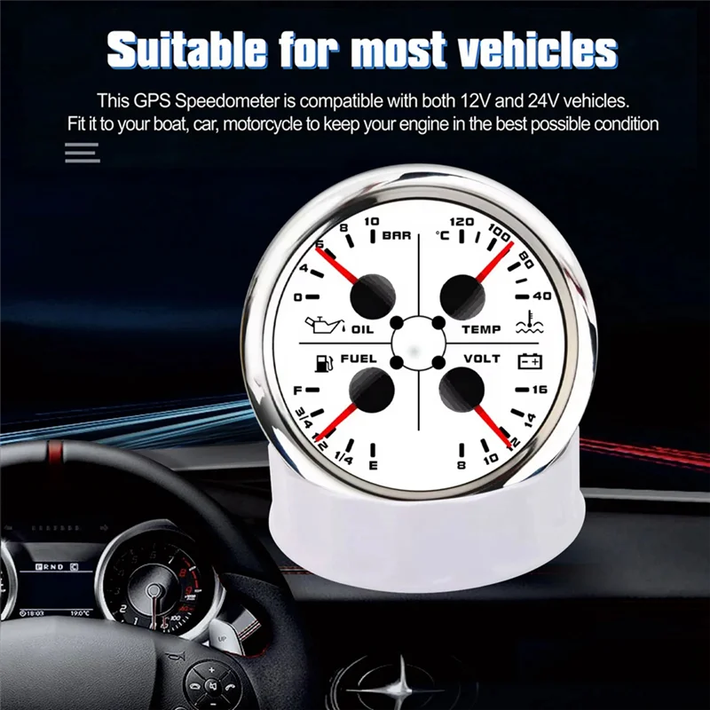 NEW-85Mm 4-In-1 Multifunction Gauge With 0-190Ohms/240-33Ohms Fuel Level Gauge Water Temp Oil Press Voltmeter
NEW-85Mm 4-In-1 Multifunction Gauge With 0-190Ohms/240-33Ohms Fuel Level Gauge Water Temp Oil Press Voltmeter