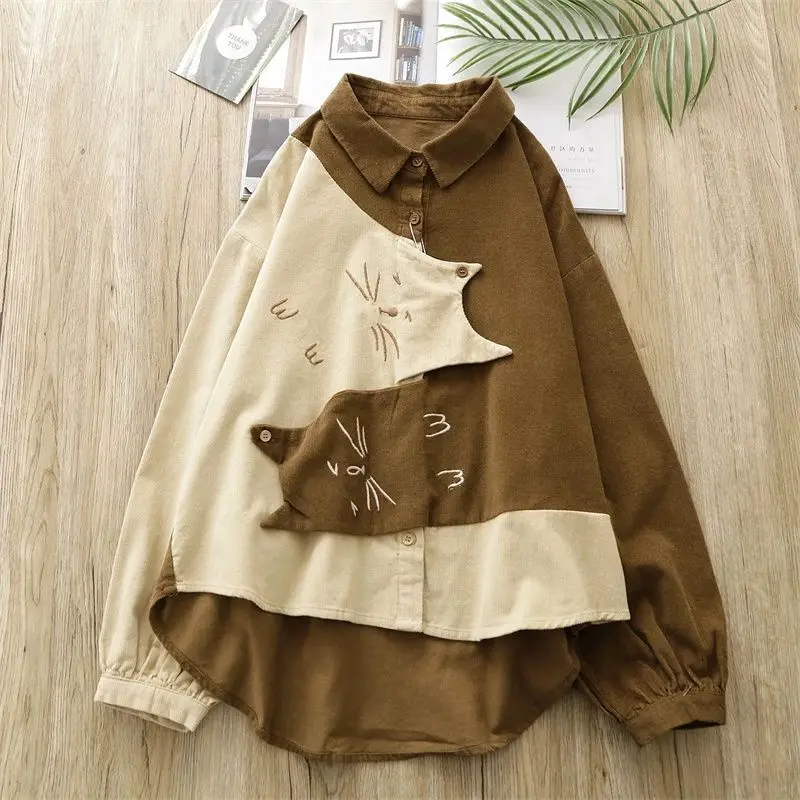 high-end age-reducing children's fun cartoon cat long-sleeved shirt sweet loose color matching top
high-end age-reducing children's fun cartoon cat long-sleeved shirt sweet loose color matching top