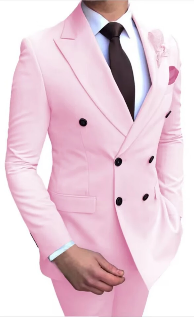 Elegant Pink Peak Lapel Men's Suits 2 Pieces Jacket Pants Handsome Double Breasted Suit Set For Men Banquet Tuxedo Hot Sale
Elegant Pink Peak Lapel Men's Suits 2 Pieces Jacket Pants Handsome Double Breasted Suit Set For Men Banquet Tuxedo Hot Sale