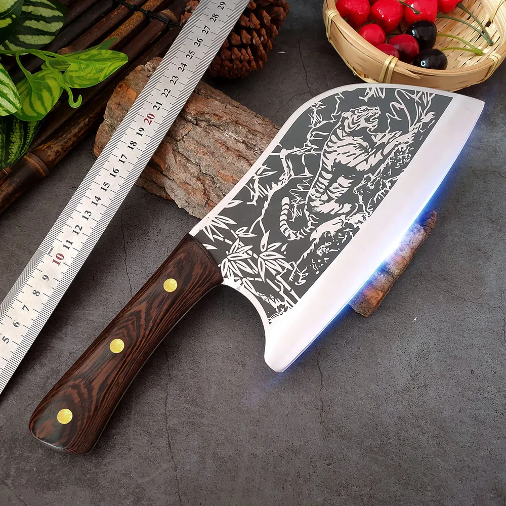 Кухонный нож из нержавеющей стали с зернистой текстурой тигра Мясник кованый стальной нож деревянная ручка нож для костей китайский слайсер нож шеф-повара
Кухонный нож из нержавеющей стали с зернистой текстурой тигра Мясник кованый стальной нож деревянная ручка нож для костей китайский слайсер нож шеф-повара