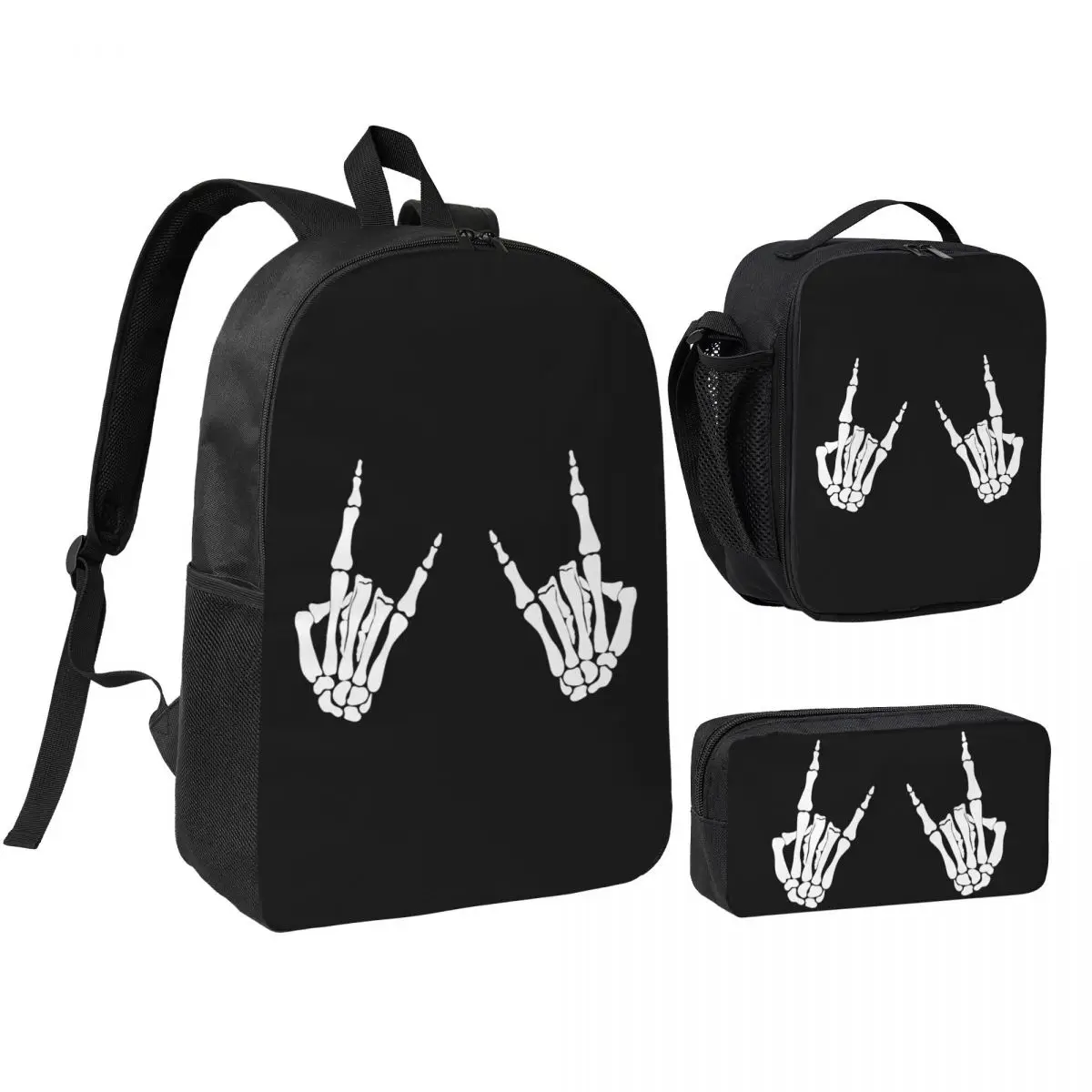 Skeleton Hands Gestures Print Backpack Boys Girls BookBag School Bag Shoulder Bags 3ps Insulated Lunch Bag Pencil Case
Skeleton Hands Gestures Print Backpack Boys Girls BookBag School Bag Shoulder Bags 3ps Insulated Lunch Bag Pencil Case