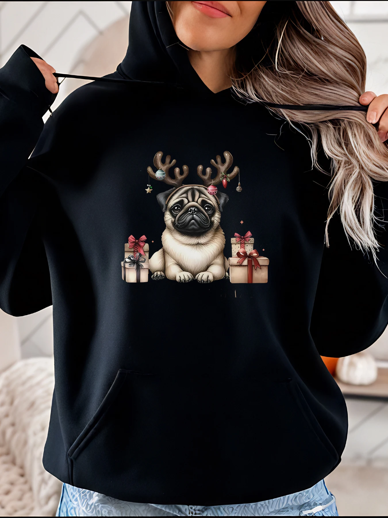 Толстовка с принтом «Мопс с оленьими рогами», рождественский праздничный подарок, дизайн собаки, женская повседневная одежда
Толстовка с принтом «Мопс с оленьими рогами», рождественский праздничный подарок, дизайн собаки, женская повседневная одежда