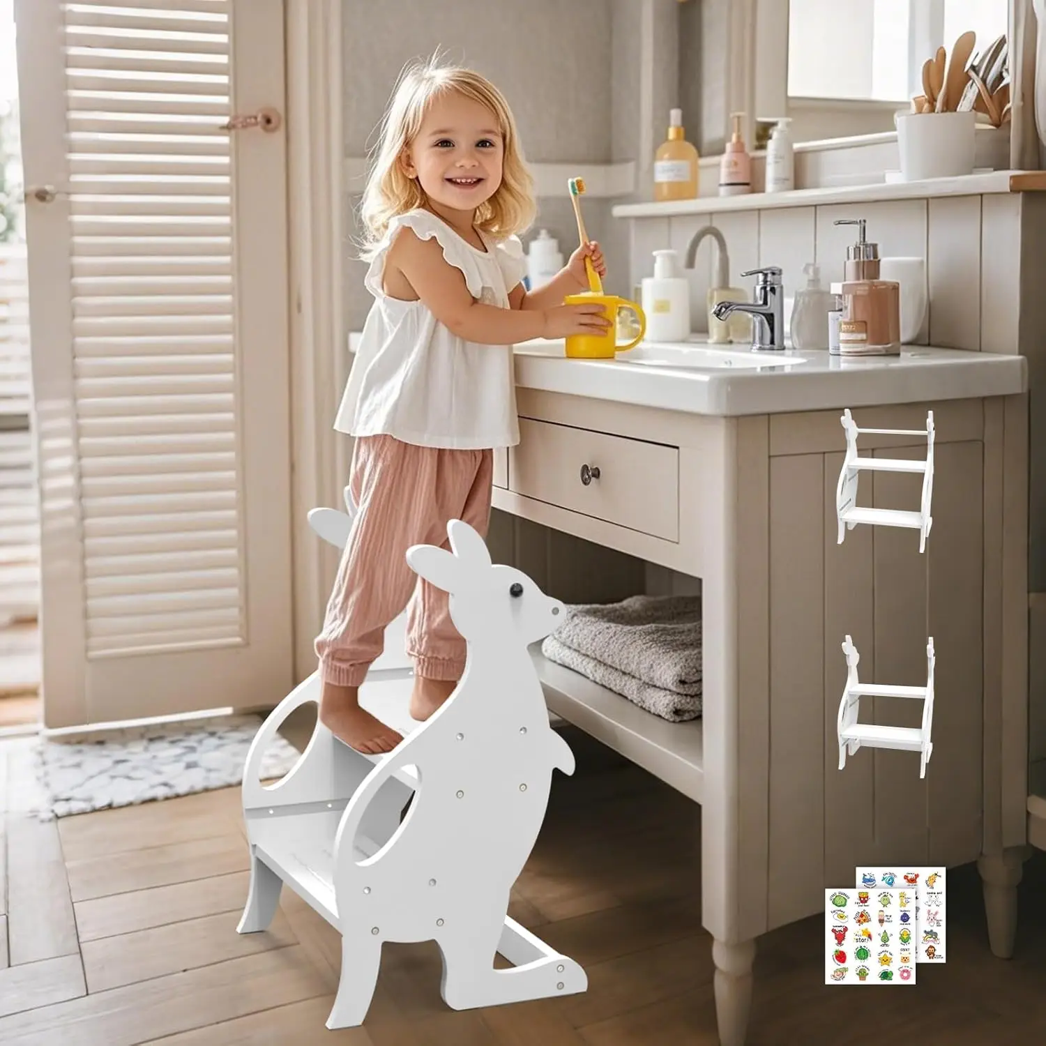 Wooden Toddler Step Stool For Bathroom Sink, Adjustable Height 2 In 1 Toddler Tower Kitchen Stool Helper With Safety Rail
Wooden Toddler Step Stool For Bathroom Sink, Adjustable Height 2 In 1 Toddler Tower Kitchen Stool Helper With Safety Rail