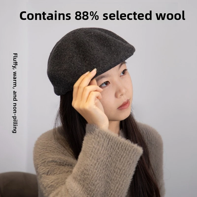 Autumn and winter painter's hat, Korean style fashion solid color beret, women's three-dimensional woolen hat, photography beret
Autumn and winter painter's hat, Korean style fashion solid color beret, women's three-dimensional woolen hat, photography beret