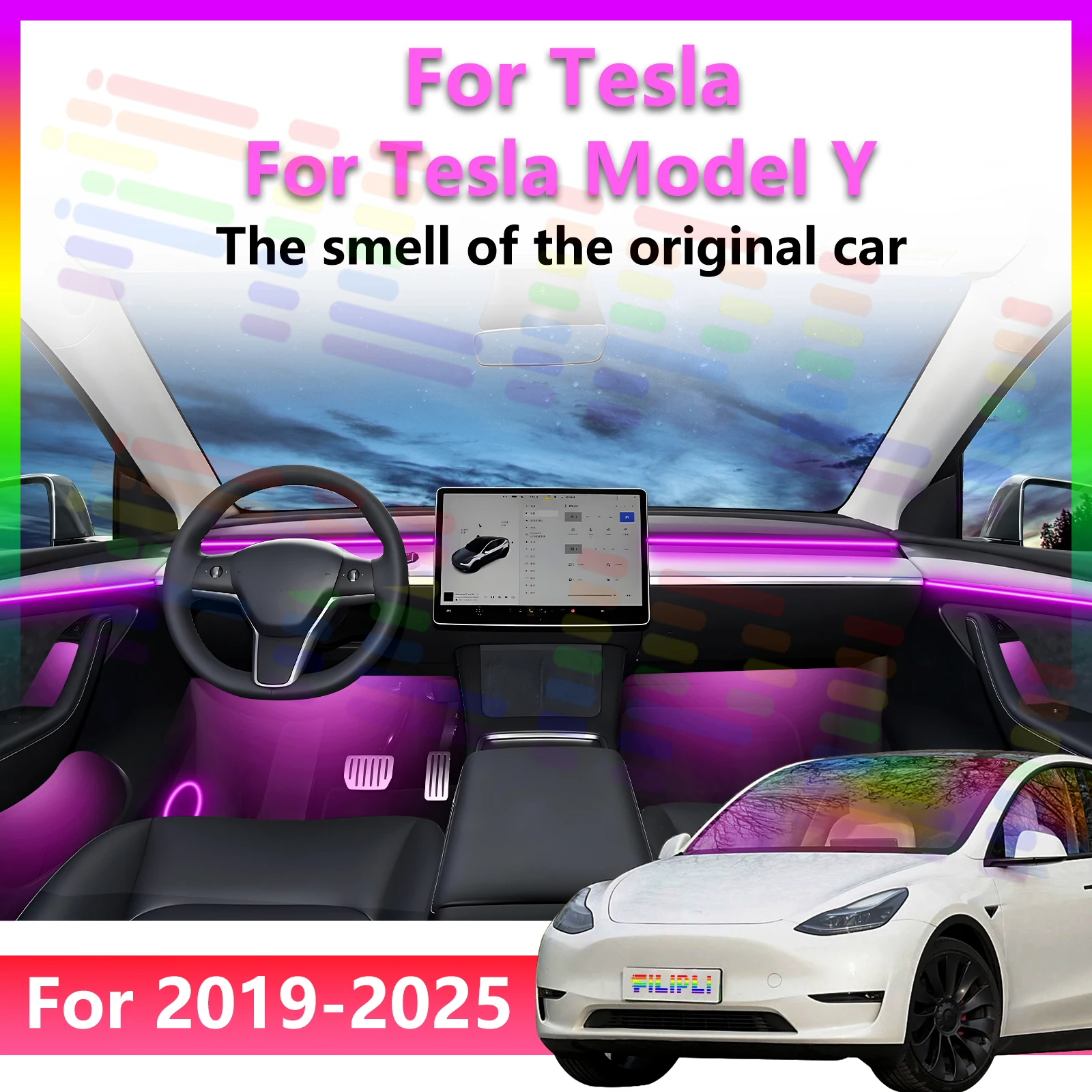 For Tesla Model Y 2019-2025 Decoration Atmosphere Lamp 64 Colors RGB Symphony car Ambient Light Interior Acrylic Guide LED Strip
For Tesla Model Y 2019-2025 Decoration Atmosphere Lamp 64 Colors RGB Symphony car Ambient Light Interior Acrylic Guide LED Strip