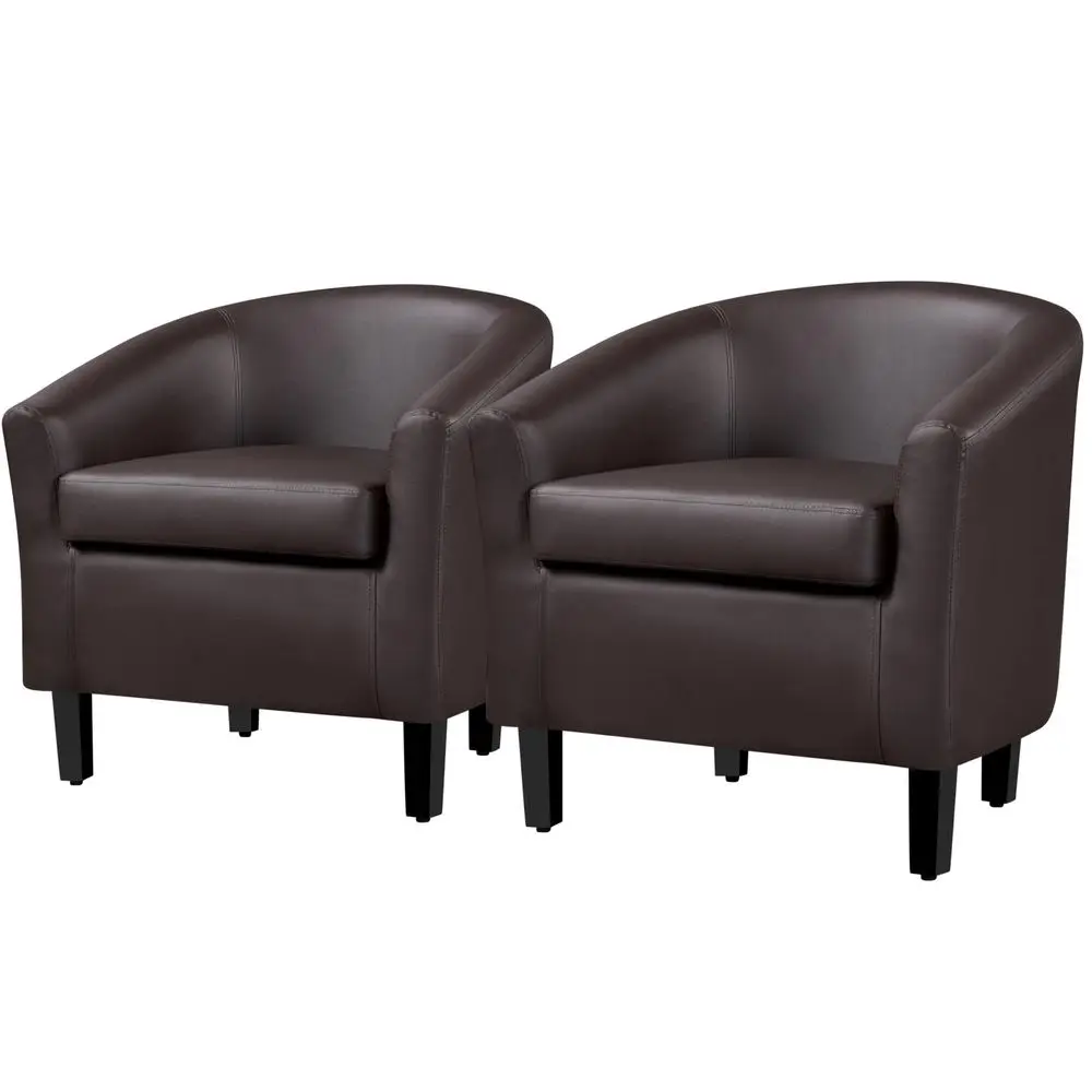 Accent Chair, Modern and Comfy Faux Leather Barrel holstered Club Chair with Wooden Legs for Living Room Bedroom, Set of 2, E
Accent Chair, Modern and Comfy Faux Leather Barrel holstered Club Chair with Wooden Legs for Living Room Bedroom, Set of 2, E