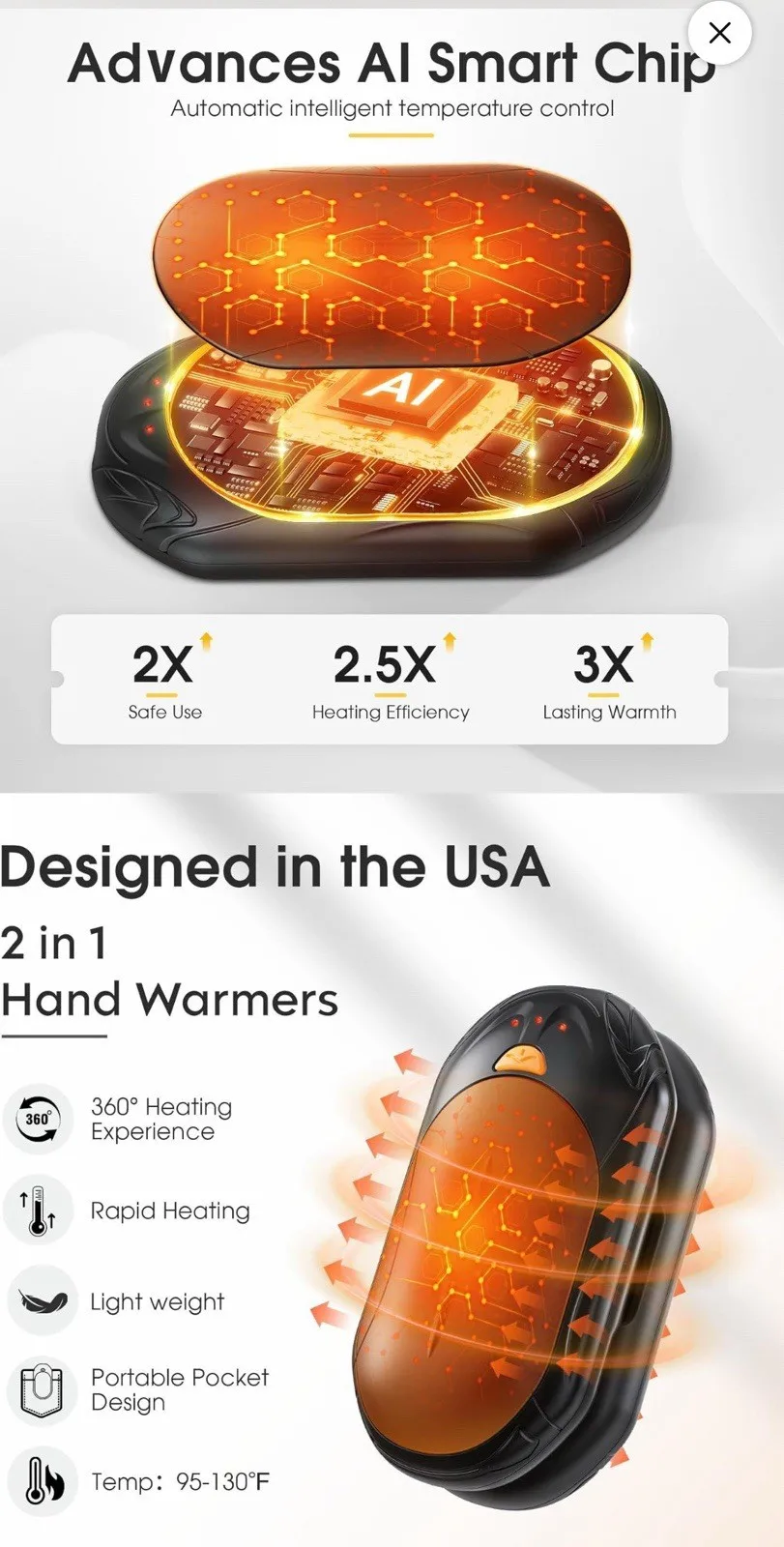 Портативная перезаряжаемая грелка для рук, 10000 мАч, электрическая двойная упаковка, быстрый нагрев, долговечная батарея, питание от USB, зимние теплые руки
Портативная перезаряжаемая грелка для рук, 10000 мАч, электрическая двойная упаковка, быстрый нагрев, долговечная батарея, питание от USB, зимние теплые руки
