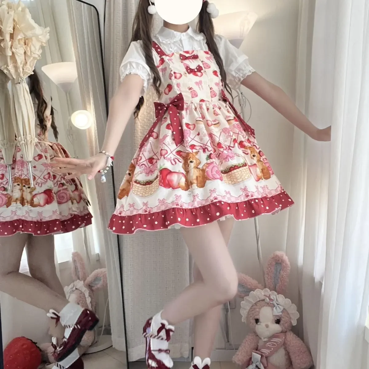 Lolita Jsk Dress Dress Sweet Cute Suspender Strawberry Cartoon Print Sleeveless Strap Dresses Girls Cute Y2k Lace Ruffles Dress
Lolita Jsk Dress Dress Sweet Cute Suspender Strawberry Cartoon Print Sleeveless Strap Dresses Girls Cute Y2k Lace Ruffles Dress