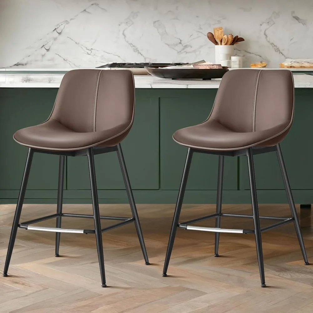 Bar Stools Set of 2, Counter Height Bar Stools with Back, Ergonomic Backrest, Synthetic Leather, Metal Legs, 28.7-Inch Tall
Bar Stools Set of 2, Counter Height Bar Stools with Back, Ergonomic Backrest, Synthetic Leather, Metal Legs, 28.7-Inch Tall