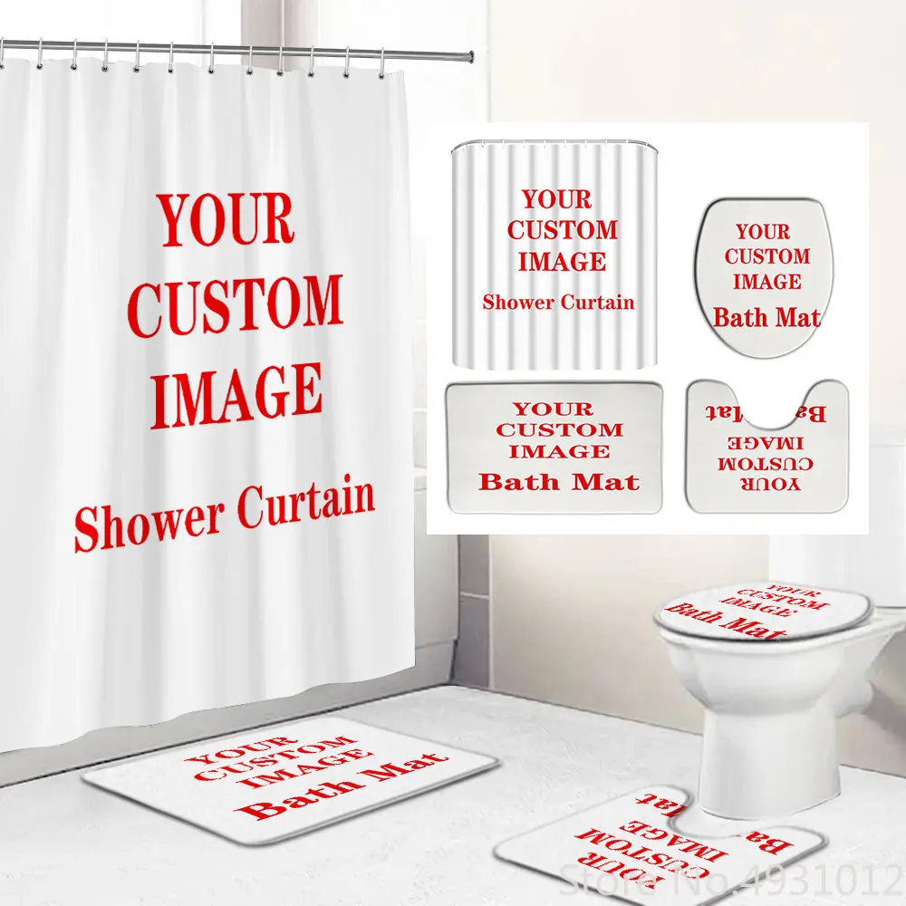 Custom Link Photo Logo Print Shower Curtains Set Polyester Bathroom Custom Anti-skid Rug Toilet Lid Cover Bath Mat Sets
Custom Link Photo Logo Print Shower Curtains Set Polyester Bathroom Custom Anti-skid Rug Toilet Lid Cover Bath Mat Sets