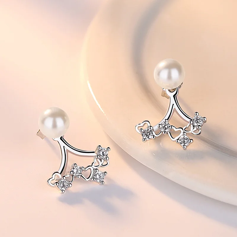 Simple 925 Sterling Silver Personalized Fashionable Sweet Pearl Stud Earrings Tassel Earrings for Women, Back-hanging Style
Simple 925 Sterling Silver Personalized Fashionable Sweet Pearl Stud Earrings Tassel Earrings for Women, Back-hanging Style