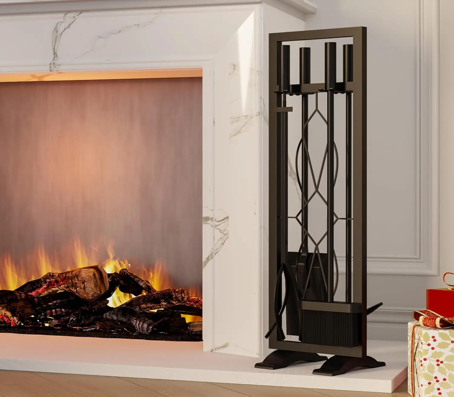 5-Piece Fireplace Tool Set with Stand, Wrought Iron Handle, Indoor Fireset Accessories for Woodstove and Camping
5-Piece Fireplace Tool Set with Stand, Wrought Iron Handle, Indoor Fireset Accessories for Woodstove and Camping