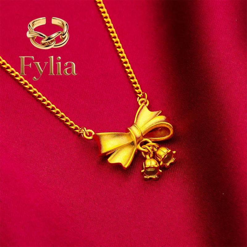 Fylia Jewelry Fylia Jewelry 24K Gold Bowknot Pendant | AU999 Pure Gold, 3D ribbon-like bow with a delicate chain, sweet and e
Fylia Jewelry Fylia Jewelry 24K Gold Bowknot Pendant | AU999 Pure Gold, 3D ribbon-like bow with a delicate chain, sweet and e