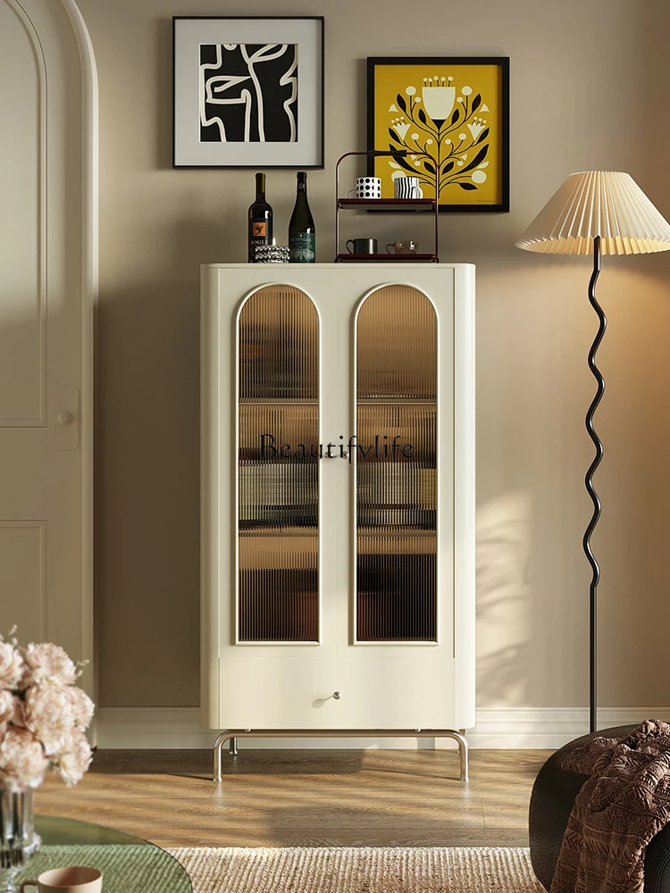 French retro solid wood wine cabinet modern simple living room wall high glass wine cabinet
French retro solid wood wine cabinet modern simple living room wall high glass wine cabinet