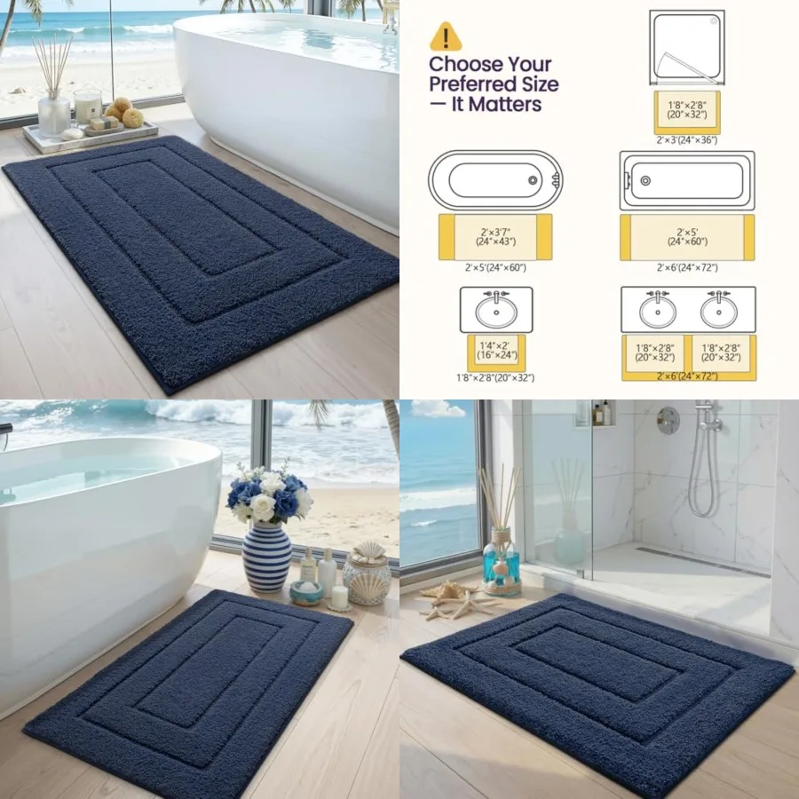 Bathroom Rug 43x24, Non Slip Washable Bath Mat for Shower Floor, Extra Large Absorbent Soft Bathmat with Rubber Backing, Quick
Bathroom Rug 43x24, Non Slip Washable Bath Mat for Shower Floor, Extra Large Absorbent Soft Bathmat with Rubber Backing, Quick