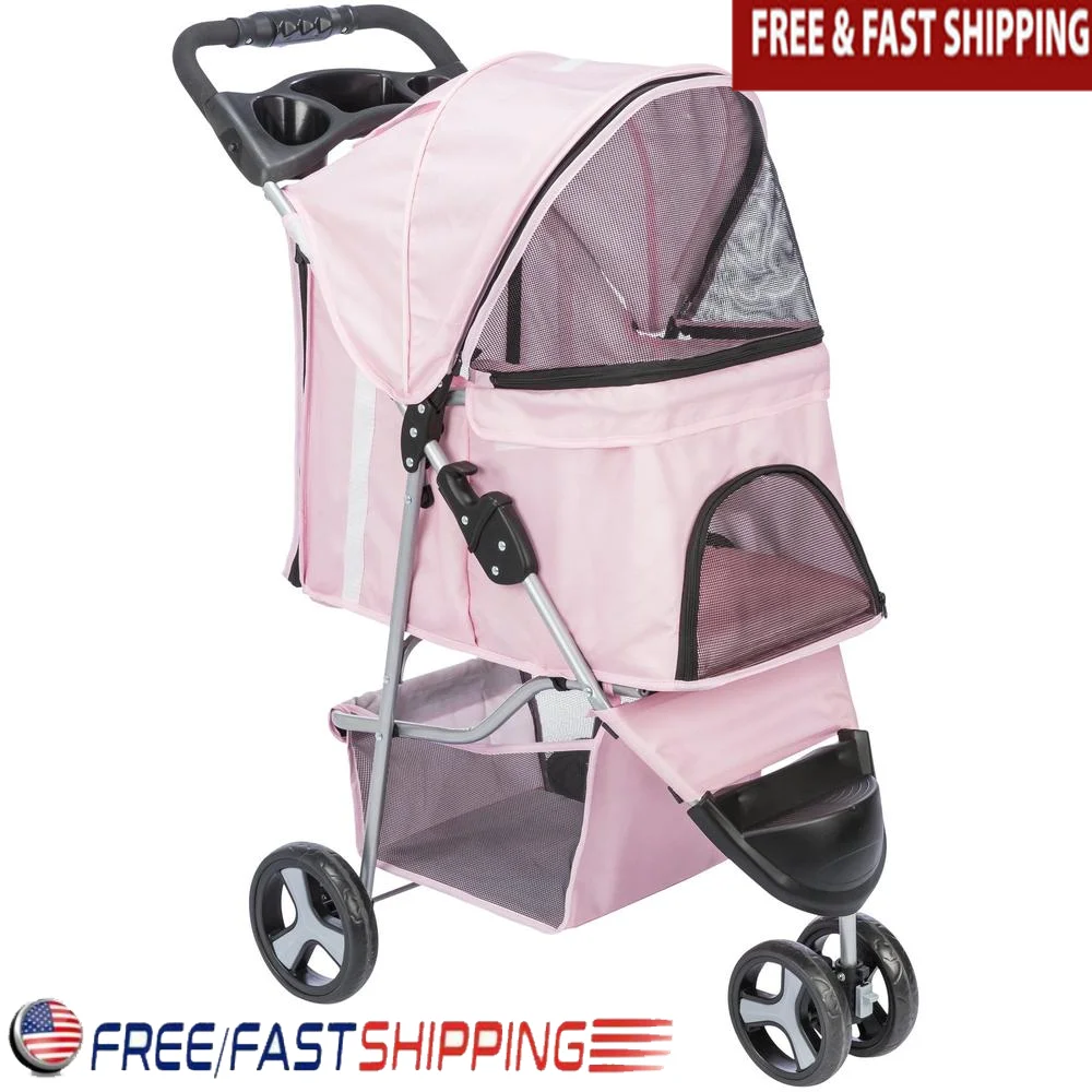 3-Wheeled Foldable Pet Stroller with Storage Basket 360-Degree Swivel Wheels Zippered Canopy Safety Tethers Compact Easy Setup
3-Wheeled Foldable Pet Stroller with Storage Basket 360-Degree Swivel Wheels Zippered Canopy Safety Tethers Compact Easy Setup