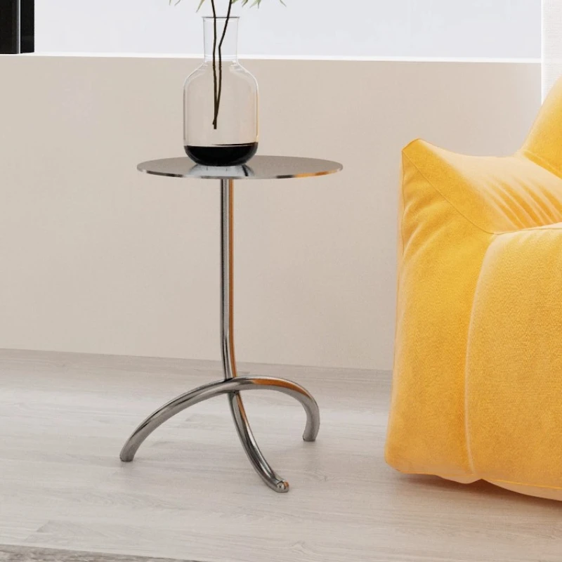 Vintage Stainless Steel Side Table with Black Walnut Top, Mini Corner Table, Trendy J-Shaped Bedside Rack, Space-Saving Table 
Vintage Stainless Steel Side Table with Black Walnut Top, Mini Corner Table, Trendy J-Shaped Bedside Rack, Space-Saving Table