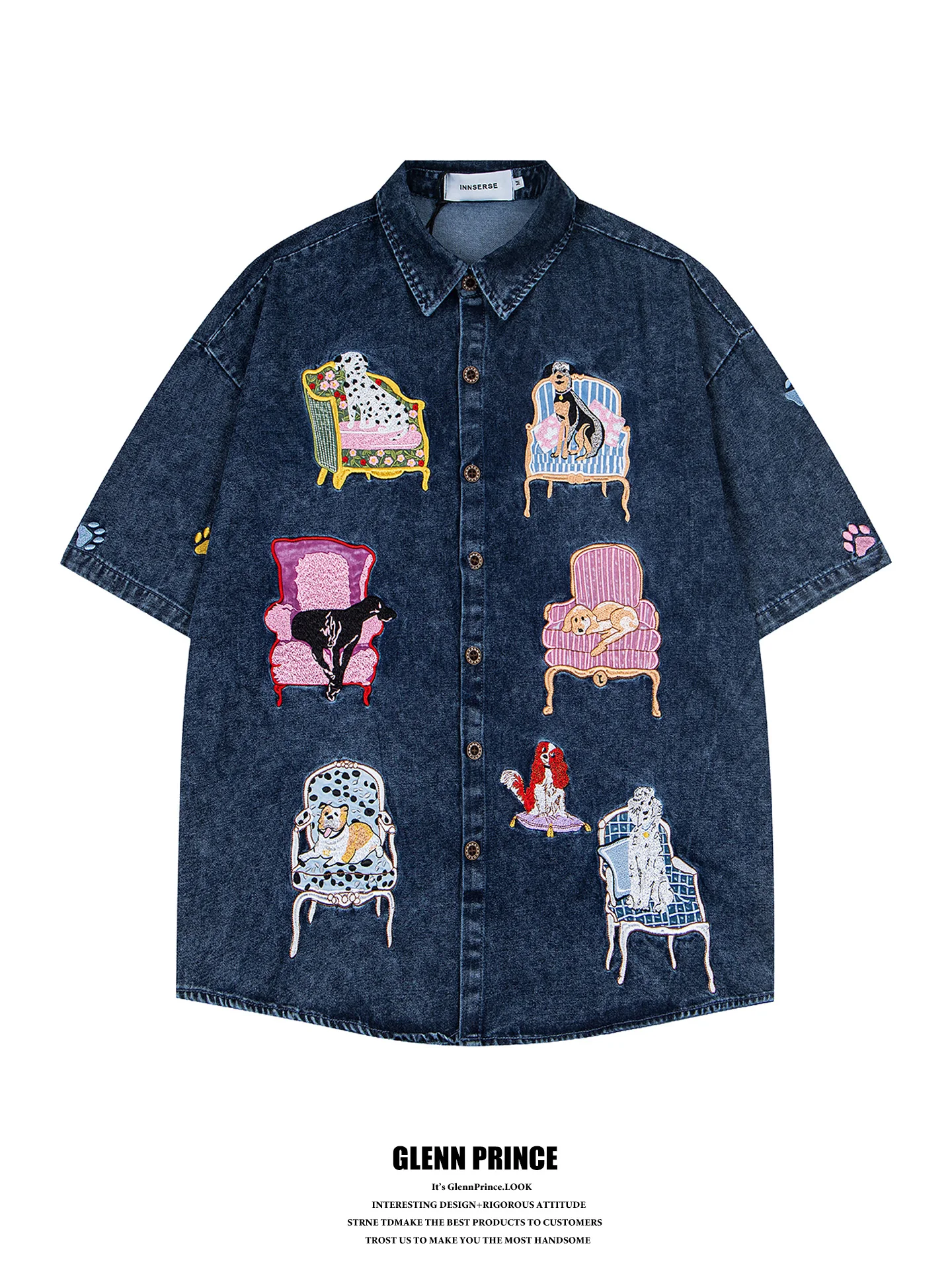 GPstudio American Retro Dog Embroidery Washed Denim Short Sleeve Men's Trendy Summer Vintage Shirt Cotton Youth Casual
GPstudio American Retro Dog Embroidery Washed Denim Short Sleeve Men's Trendy Summer Vintage Shirt Cotton Youth Casual