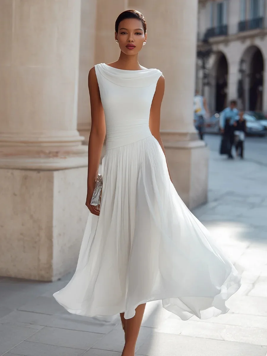 2026 European and American casual party elegant pleated design swing collar dress
2026 European and American casual party elegant pleated design swing collar dress