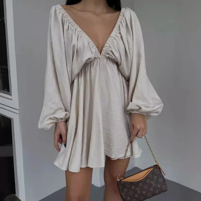Summer 2024 Women's V-Neck Casual Elegant Long Sleeve Loose Dress Mini Black Midi Long Dresses for Women Sexy Vintage White
Summer 2024 Women's V-Neck Casual Elegant Long Sleeve Loose Dress Mini Black Midi Long Dresses for Women Sexy Vintage White