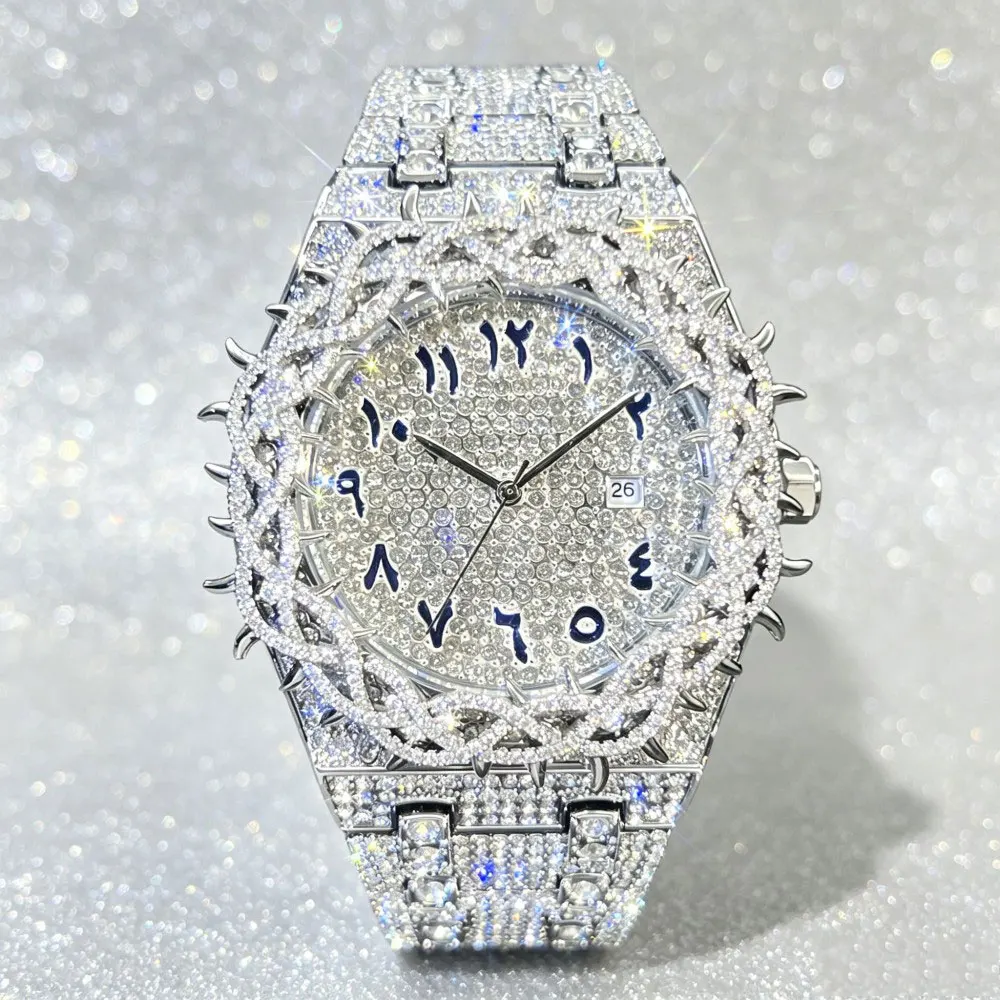 MISSFOX Hot Fashion Full Diamond Watches Men Brand Hip Hop Iced Qut Bling Jewelry Flower Quartz Wristwatch For Man Hot Sale Gift
MISSFOX Hot Fashion Full Diamond Watches Men Brand Hip Hop Iced Qut Bling Jewelry Flower Quartz Wristwatch For Man Hot Sale Gift