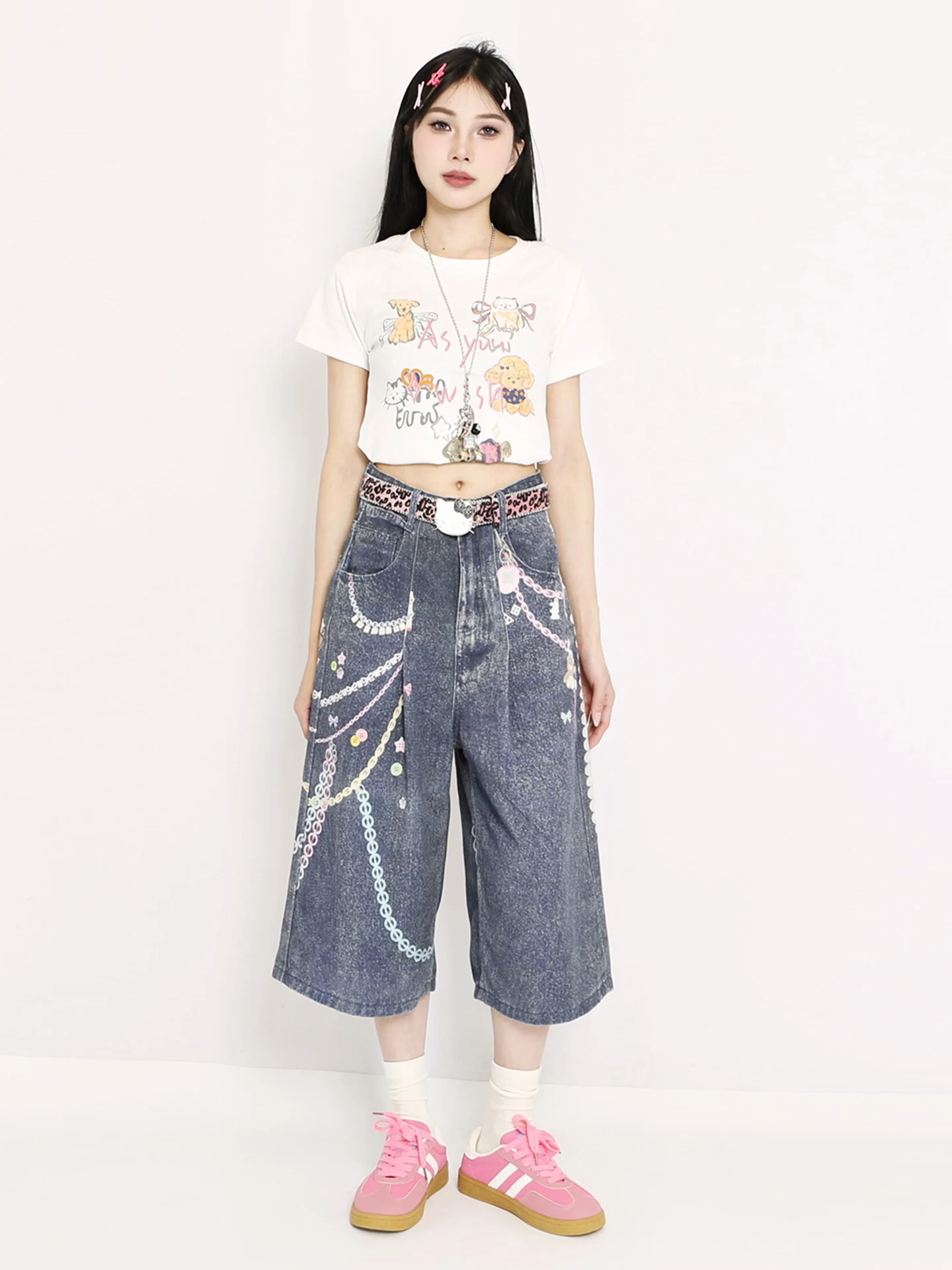 American Retro Streetwear Print Wide Leg Jeans orts Women Summer High Waist Seven-Foot Pants Casual Wear Denim
American Retro Streetwear Print Wide Leg Jeans orts Women Summer High Waist Seven-Foot Pants Casual Wear Denim