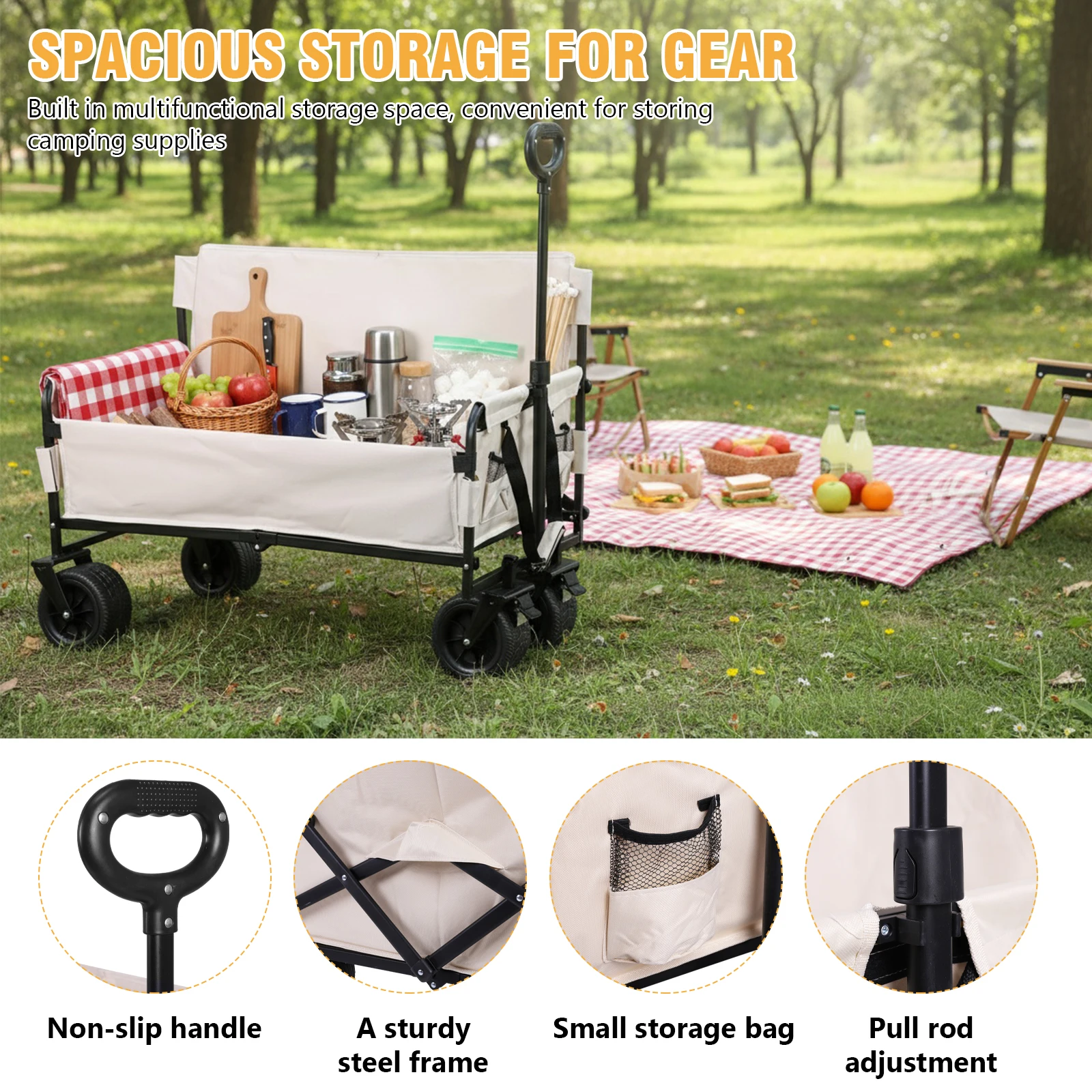 Collapsible Foldable Wagon with Big Wheels Heavy Duty Collapsible Utility Wagon for Groceries Garden Sport
Collapsible Foldable Wagon with Big Wheels Heavy Duty Collapsible Utility Wagon for Groceries Garden Sport