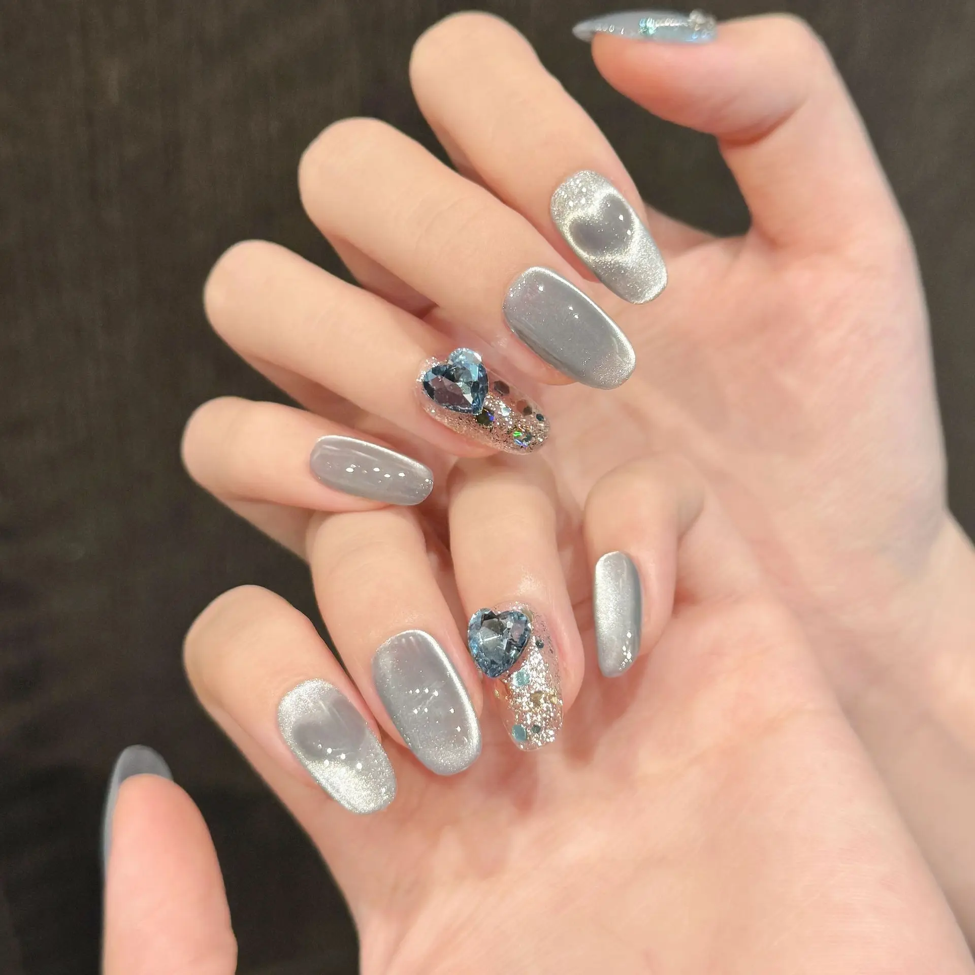10pcs Handmade Press on Nails Tip Cat's Eye Short Oval Fake Nail Art Blue Glitter Diamond False Nails Wearable Manicure Finished
10pcs Handmade Press on Nails Tip Cat's Eye Short Oval Fake Nail Art Blue Glitter Diamond False Nails Wearable Manicure Finished
