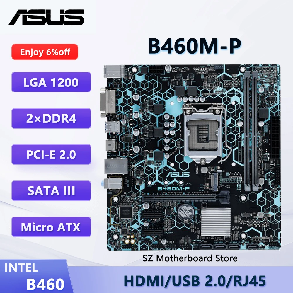 Материнская плата ASUS B460M-P B460 LGA 1200 для i7-10700 i5-10400 i9-10900 CPU DDR4 PCI-E X16 M.2 HDMI Micro ATX, материнская плата
Материнская плата ASUS B460M-P B460 LGA 1200 для i7-10700 i5-10400 i9-10900 CPU DDR4 PCI-E X16 M.2 HDMI Micro ATX, материнская плата