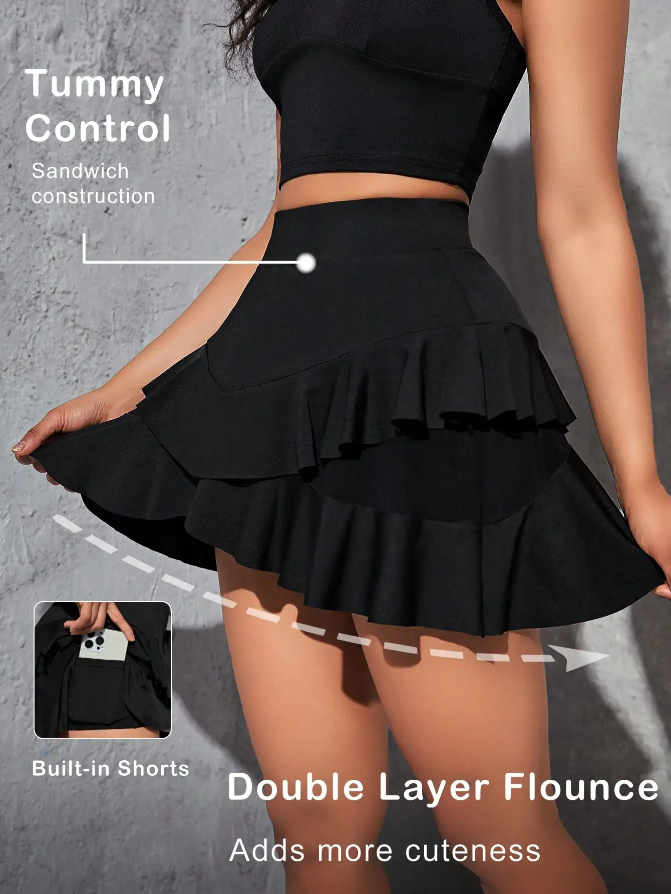 SHEIN Sovereign Charm High Waist Phone Pocket Ruffle Hem Sports Skort Tennis Skirt Athletic Skirt
SHEIN Sovereign Charm High Waist Phone Pocket Ruffle Hem Sports Skort Tennis Skirt Athletic Skirt