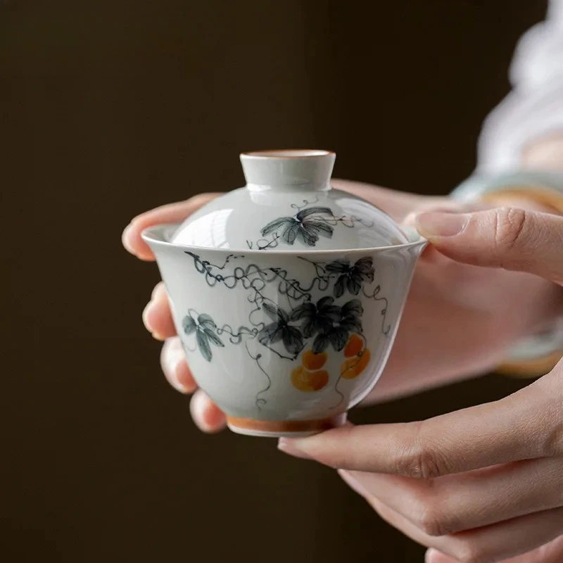 135ml Antique Green Hand-painted Gourd Gaiwan Ancient Tea Tureen Tea Bowl With Lid Kit Tea Brewing Cover Bowl Teaware Ornaments
135ml Antique Green Hand-painted Gourd Gaiwan Ancient Tea Tureen Tea Bowl With Lid Kit Tea Brewing Cover Bowl Teaware Ornaments