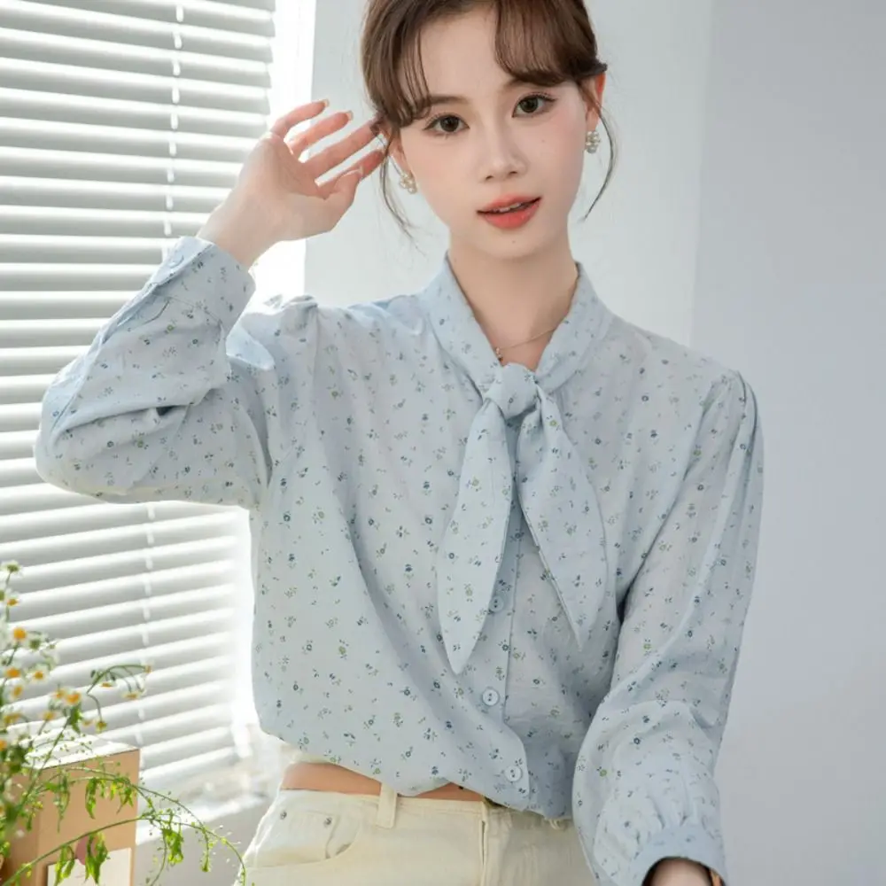 Fashion Sweet Blouses for Women Light Blue Thin Long Sleeve Shirts Chic Bow Tie Floral Baggy Shirts Ladies
Fashion Sweet Blouses for Women Light Blue Thin Long Sleeve Shirts Chic Bow Tie Floral Baggy Shirts Ladies