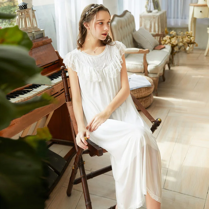 Short Sleeve Nightdress Lady Summer Palace Princess Wind Modal Pajamas Long Sweet Loose Large Size Home Clothes Autumn
Short Sleeve Nightdress Lady Summer Palace Princess Wind Modal Pajamas Long Sweet Loose Large Size Home Clothes Autumn