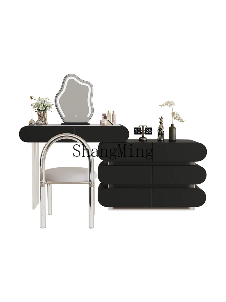HJ solid wood rock slab dresser bedroom modern simple black retractable bedside chest integrated makeup table small apartment
HJ solid wood rock slab dresser bedroom modern simple black retractable bedside chest integrated makeup table small apartment