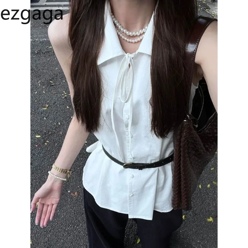 Ezgaga Shirts Women Sleeveless Halter Loose Spring Summer Fashion Turn Down Collar Slim Vintage Elegant Blouse Ladies Casual
Ezgaga Shirts Women Sleeveless Halter Loose Spring Summer Fashion Turn Down Collar Slim Vintage Elegant Blouse Ladies Casual