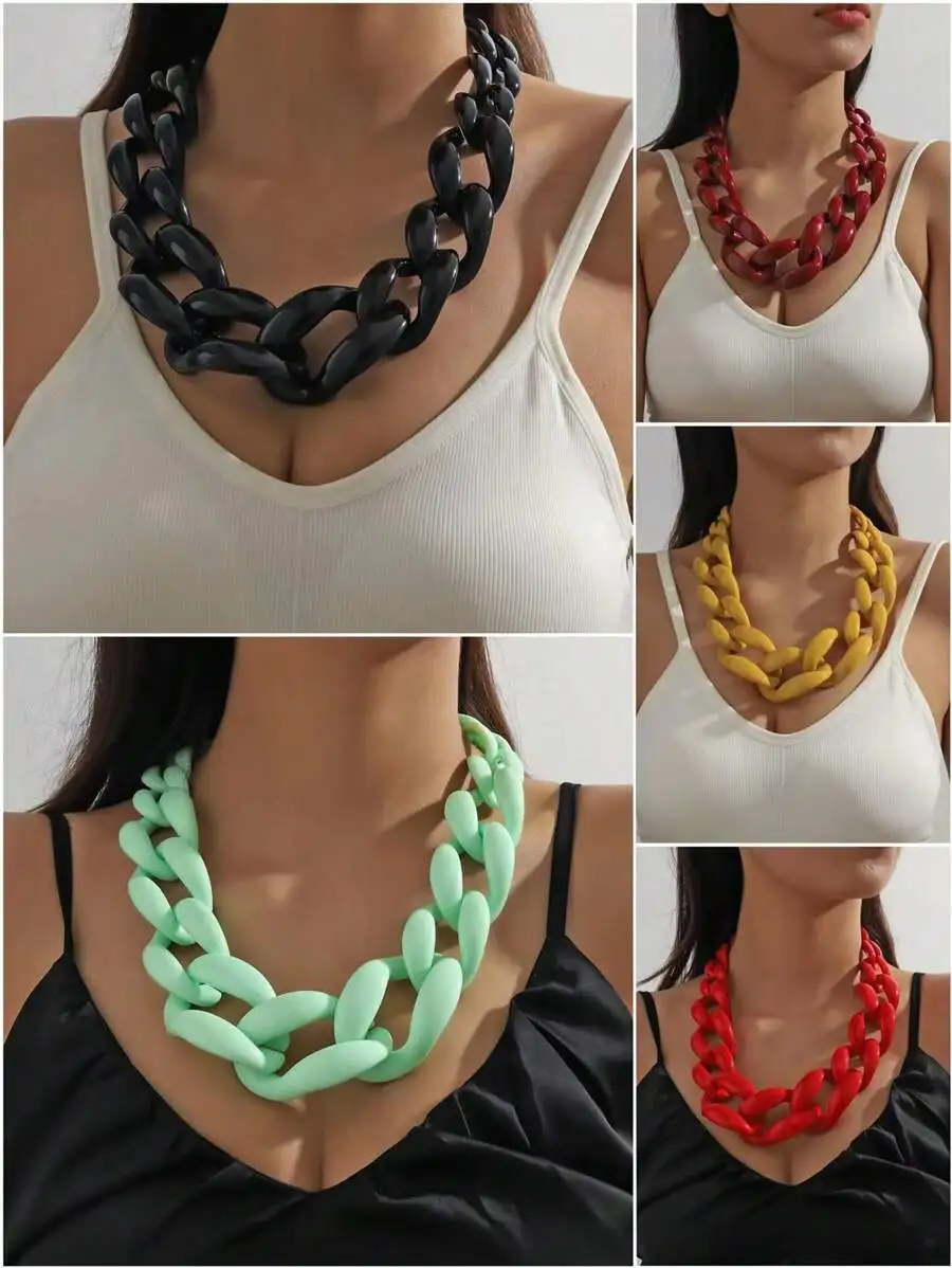 Resin Chunky Chain Necklace For Women Exaggerated Chic Statement Jewelry
Resin Chunky Chain Necklace For Women Exaggerated Chic Statement Jewelry