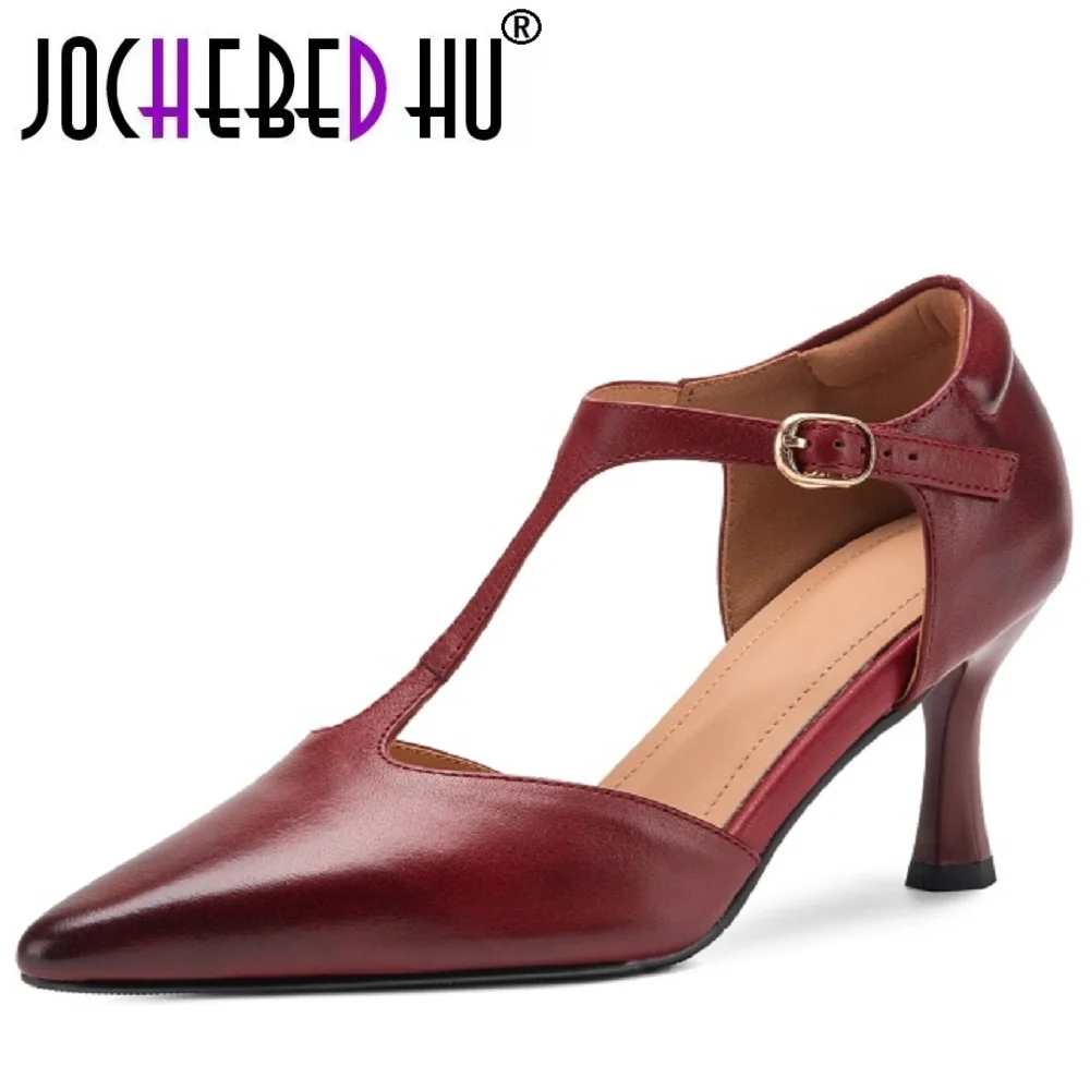 【JOCHEBED HU】Handmade Genuine Leather Shoes for Pointed Toe High Heel T-strap Sandals Cover Toe Cover Heel Shoes 34-40
【JOCHEBED HU】Handmade Genuine Leather Shoes for Pointed Toe High Heel T-strap Sandals Cover Toe Cover Heel Shoes 34-40