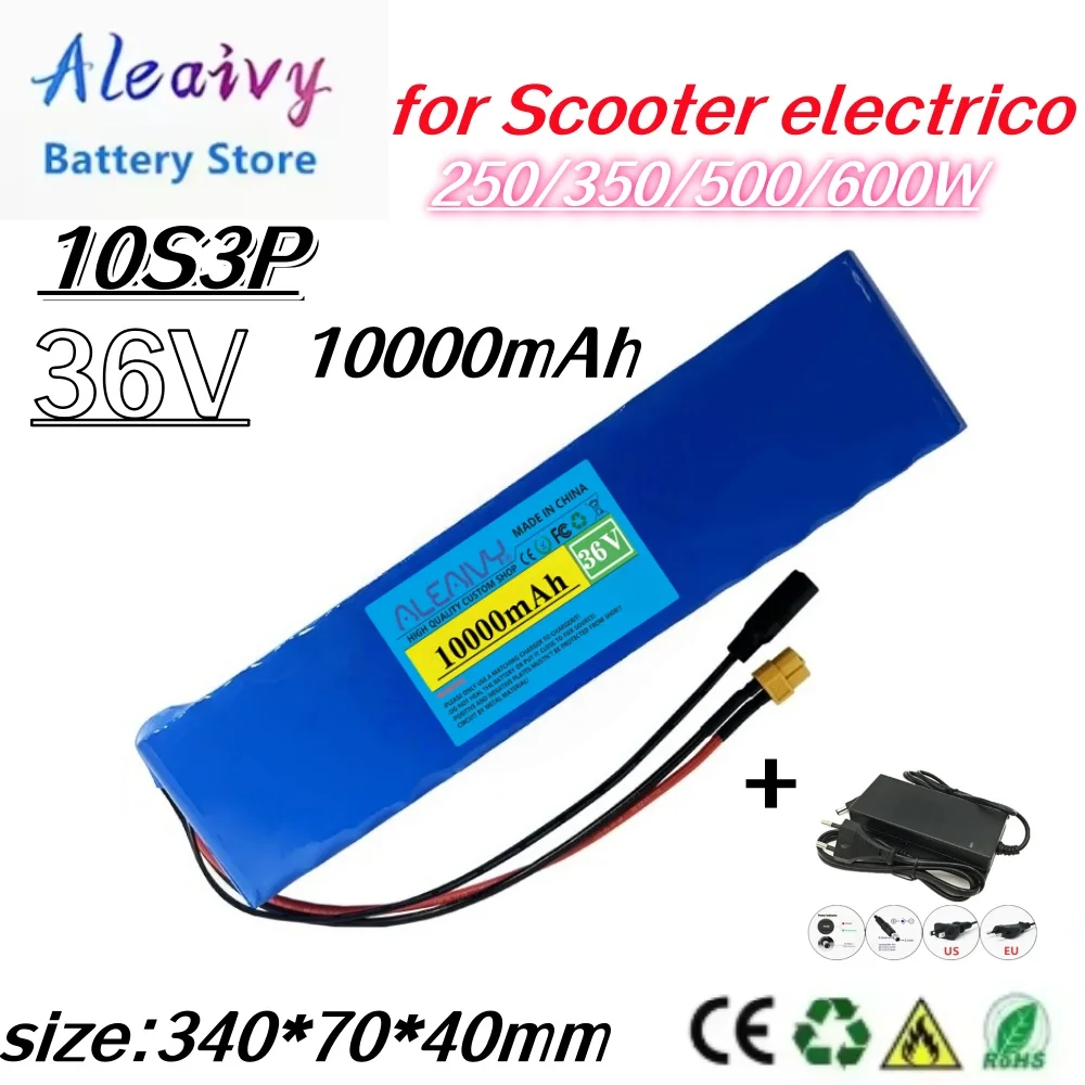 10S3P 36V 10000mAh 18650 Rechargeable Lithium Battery Pack 350~600W – with BMS for Scooter Battery Pack + Charger
10S3P 36V 10000mAh 18650 Rechargeable Lithium Battery Pack 350~600W – with BMS for Scooter Battery Pack + Charger