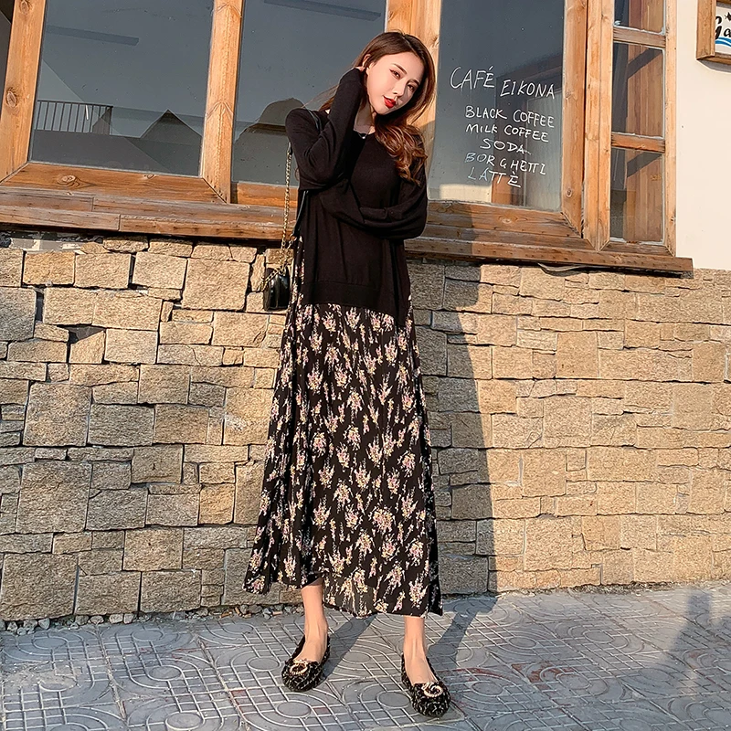 Spring Large Size Women's round Neck Long Sleeve T-Shirt Patchwork Floral Print Maxi Dress Fake Two-Piece Skirt Sweet Country...
Spring Large Size Women's round Neck Long Sleeve T-Shirt Patchwork Floral Print Maxi Dress Fake Two-Piece Skirt Sweet Country...