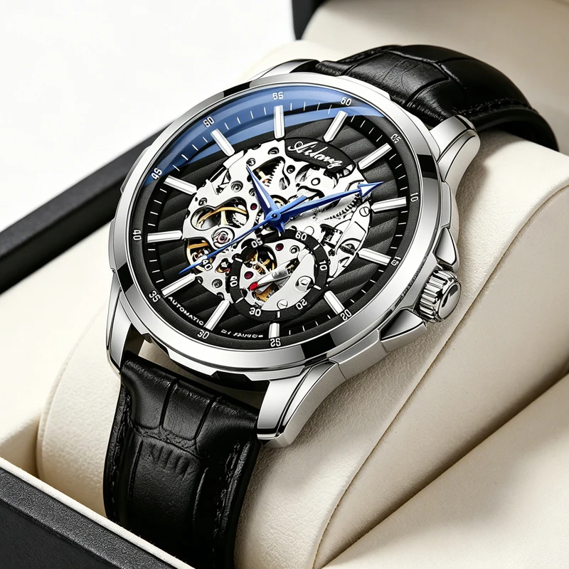AILANG Luxury Blue Needle Automatic Man Watch Leather Strap Casual Sport Skeleton Mechanical Men Watches Reloj Hombre
AILANG Luxury Blue Needle Automatic Man Watch Leather Strap Casual Sport Skeleton Mechanical Men Watches Reloj Hombre