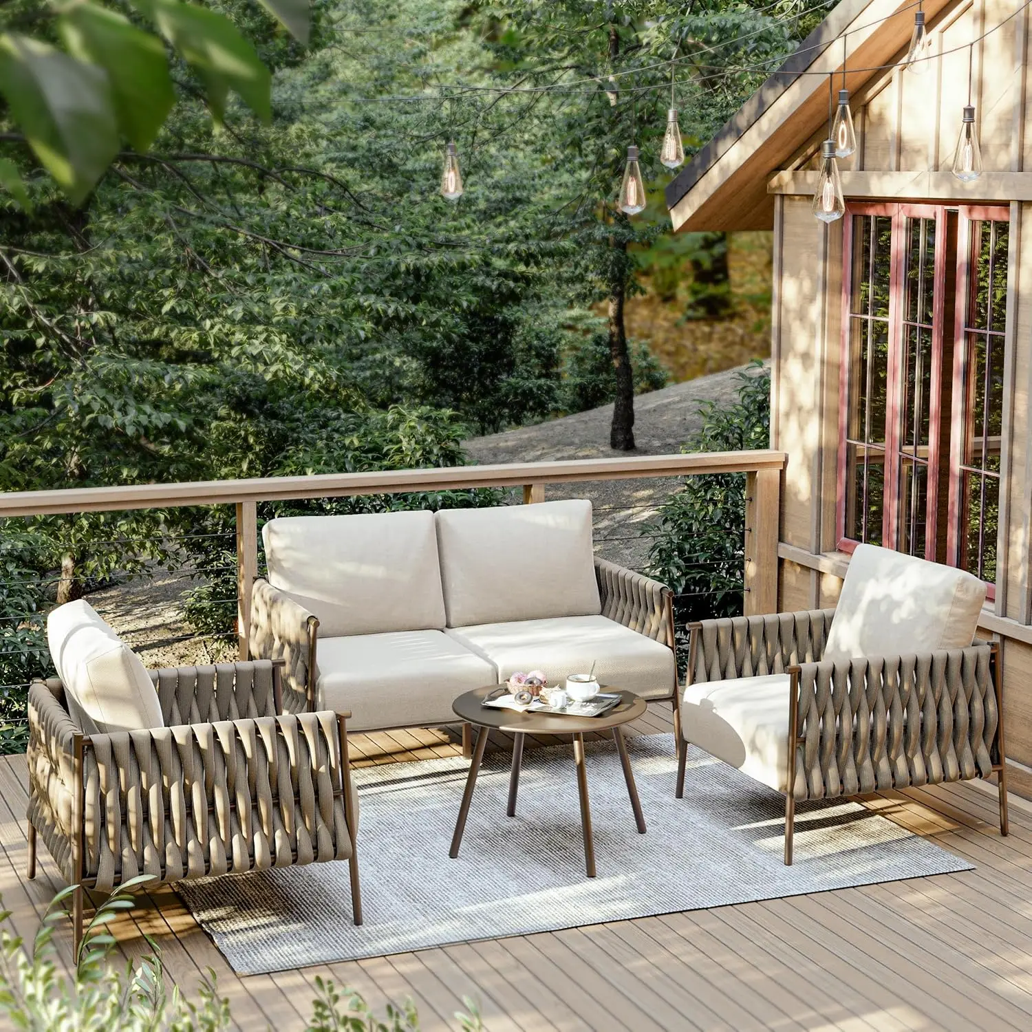 4-Piece Patio Furniture Set | Life Chatter Outdoor Furniture | Coffee Table & Deep Seating Conversation Set with Thick Cushions
4-Piece Patio Furniture Set | Life Chatter Outdoor Furniture | Coffee Table & Deep Seating Conversation Set with Thick Cushions