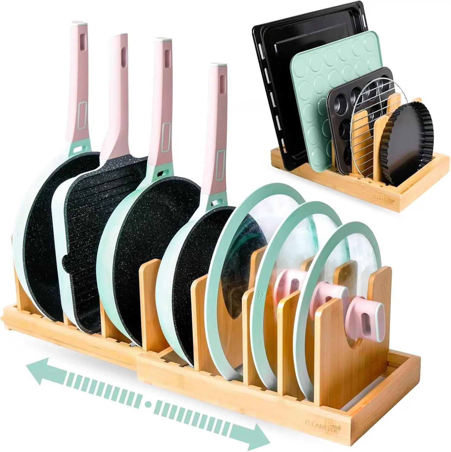 Expandable Bamboo Kitchen Organizer for Pots, Pans, and Cutting Boards - Adjustable Cabinet Storage Rack
Expandable Bamboo Kitchen Organizer for Pots, Pans, and Cutting Boards - Adjustable Cabinet Storage Rack