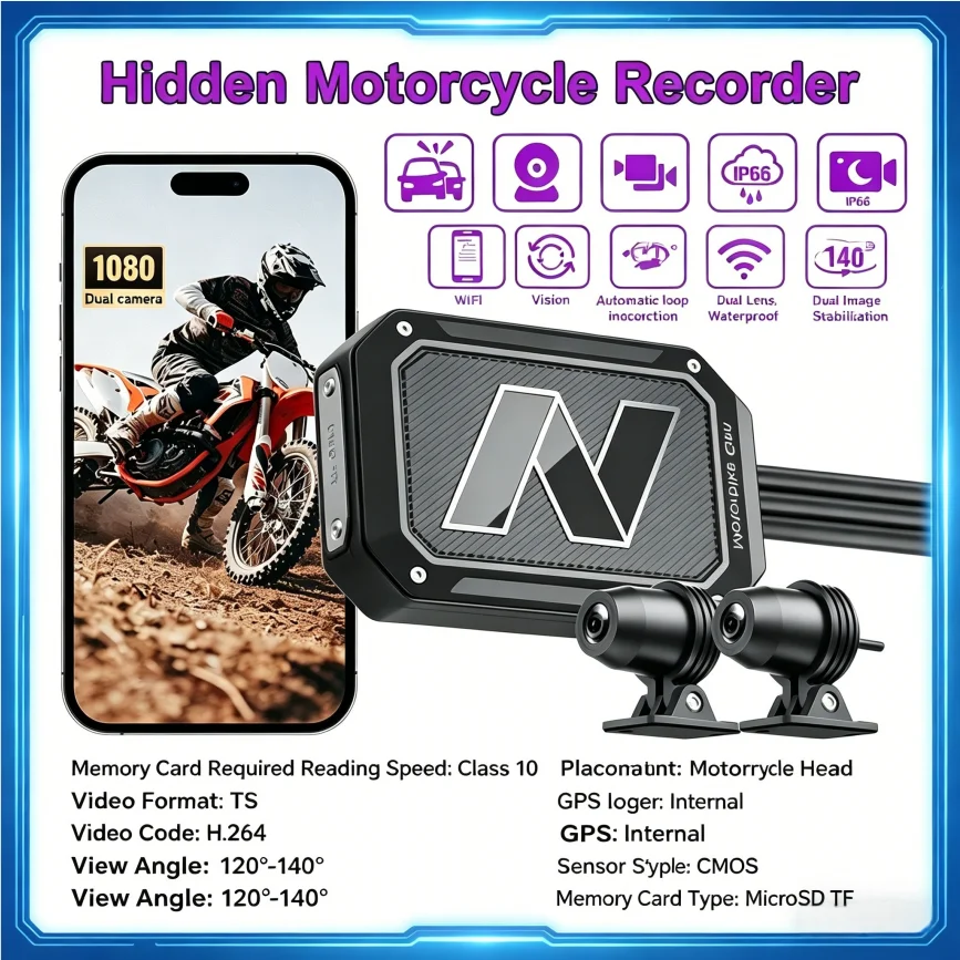 Motorcycle Dash Cam Single 2K / Dual 1080P Front & Rear Recording WiFi Waterproof DVR with Night Vision & Loop Recording
Motorcycle Dash Cam Single 2K / Dual 1080P Front & Rear Recording WiFi Waterproof DVR with Night Vision & Loop Recording