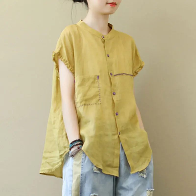 Свободный хлопковый льняной топ, женский летний новый цветной воротник-стойка, универсальный повседневный льняной топ, большой размер ort Sve
Свободный хлопковый льняной топ, женский летний новый цветной воротник-стойка, универсальный повседневный льняной топ, большой размер ort Sve