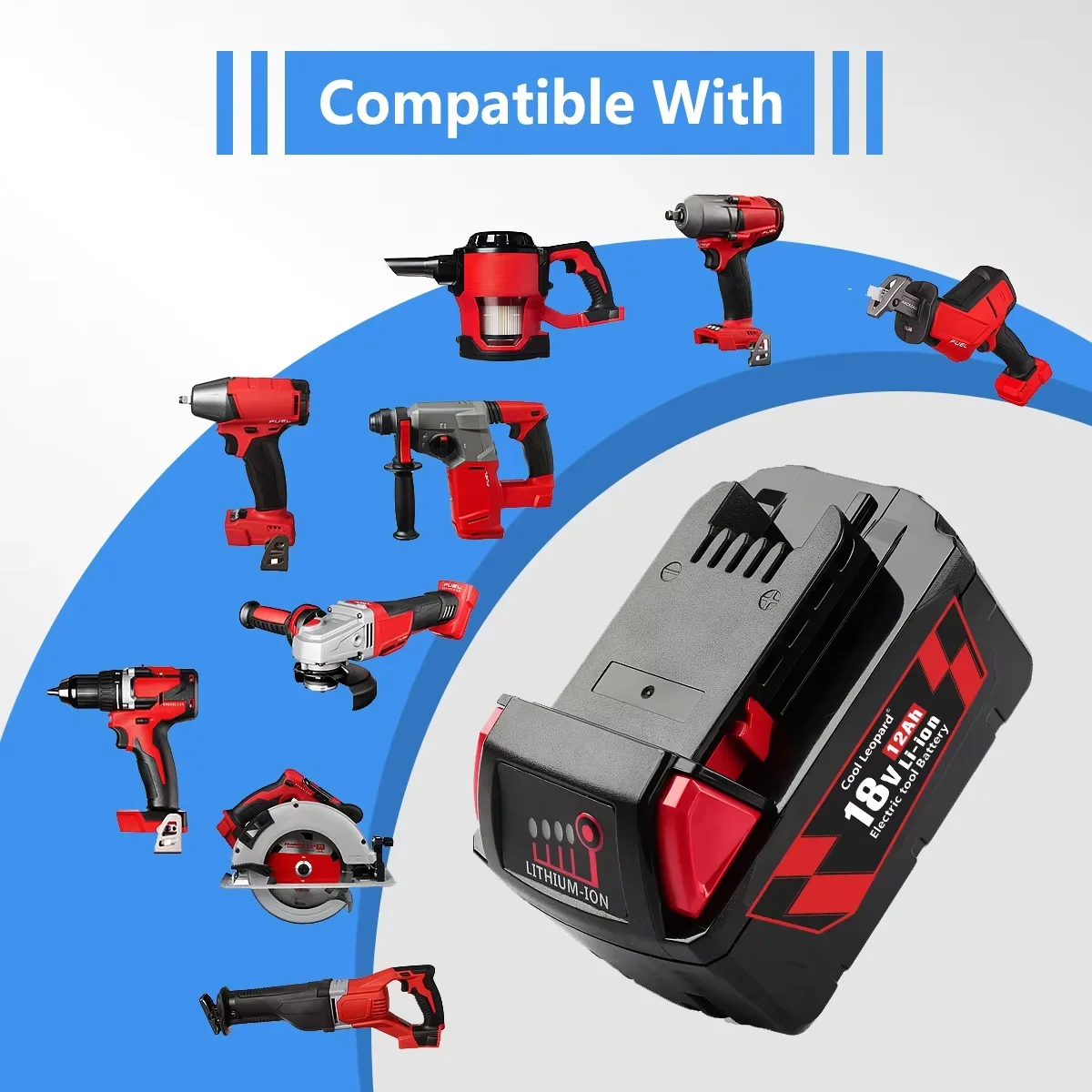 For Milwaukee M18 18650 Battery 18V 12.0Ah 9.0Ah Replacement Lithium Battery M18 48-11-1815 48-11-1850 for Milwaukee power tool
For Milwaukee M18 18650 Battery 18V 12.0Ah 9.0Ah Replacement Lithium Battery M18 48-11-1815 48-11-1850 for Milwaukee power tool