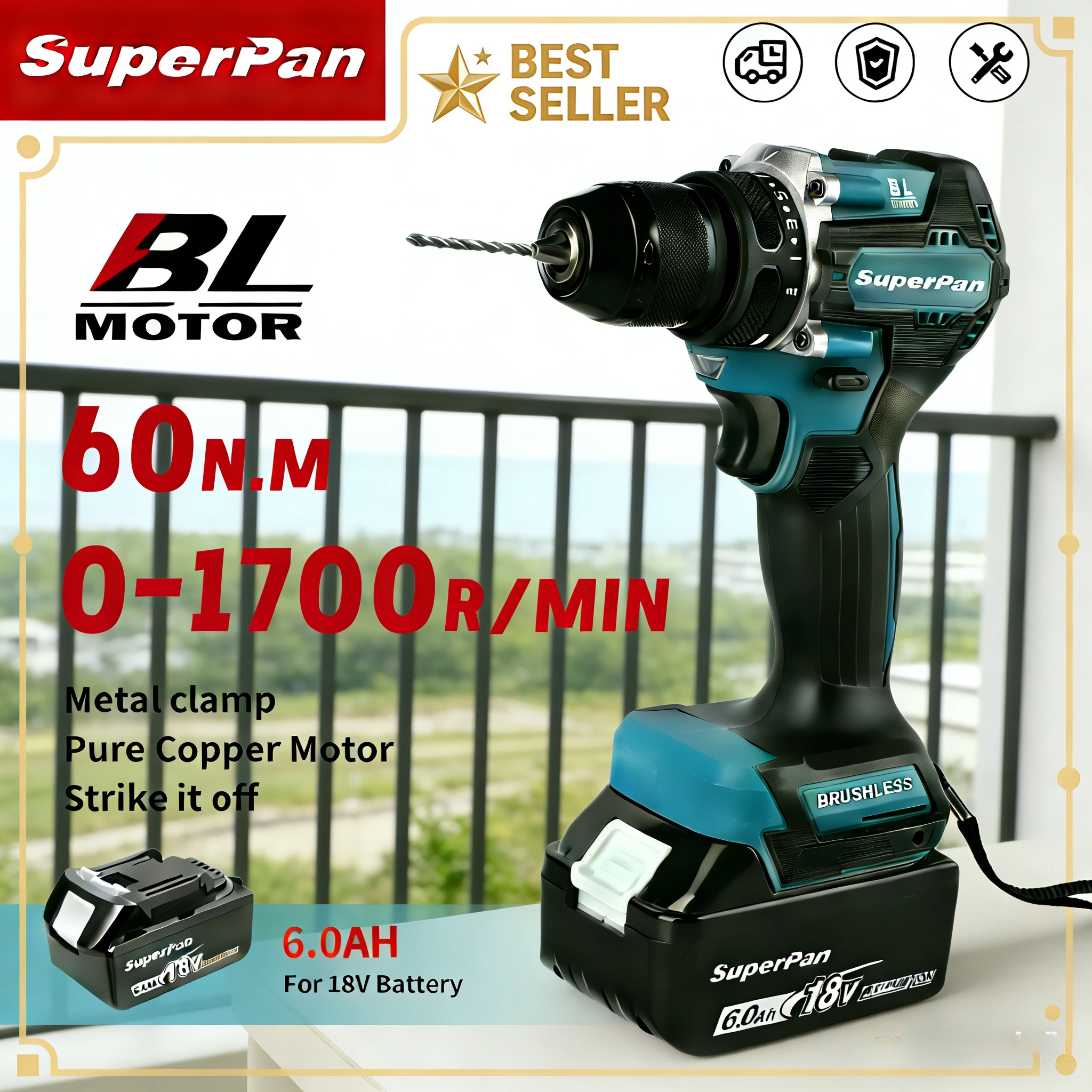 SuperPan SP487 18V Electric Screwdriver Drill,10MM Chuck & LED Light, for Daily Screw Driving for makita 18V battery pin
SuperPan SP487 18V Electric Screwdriver Drill,10MM Chuck & LED Light, for Daily Screw Driving for makita 18V battery pin