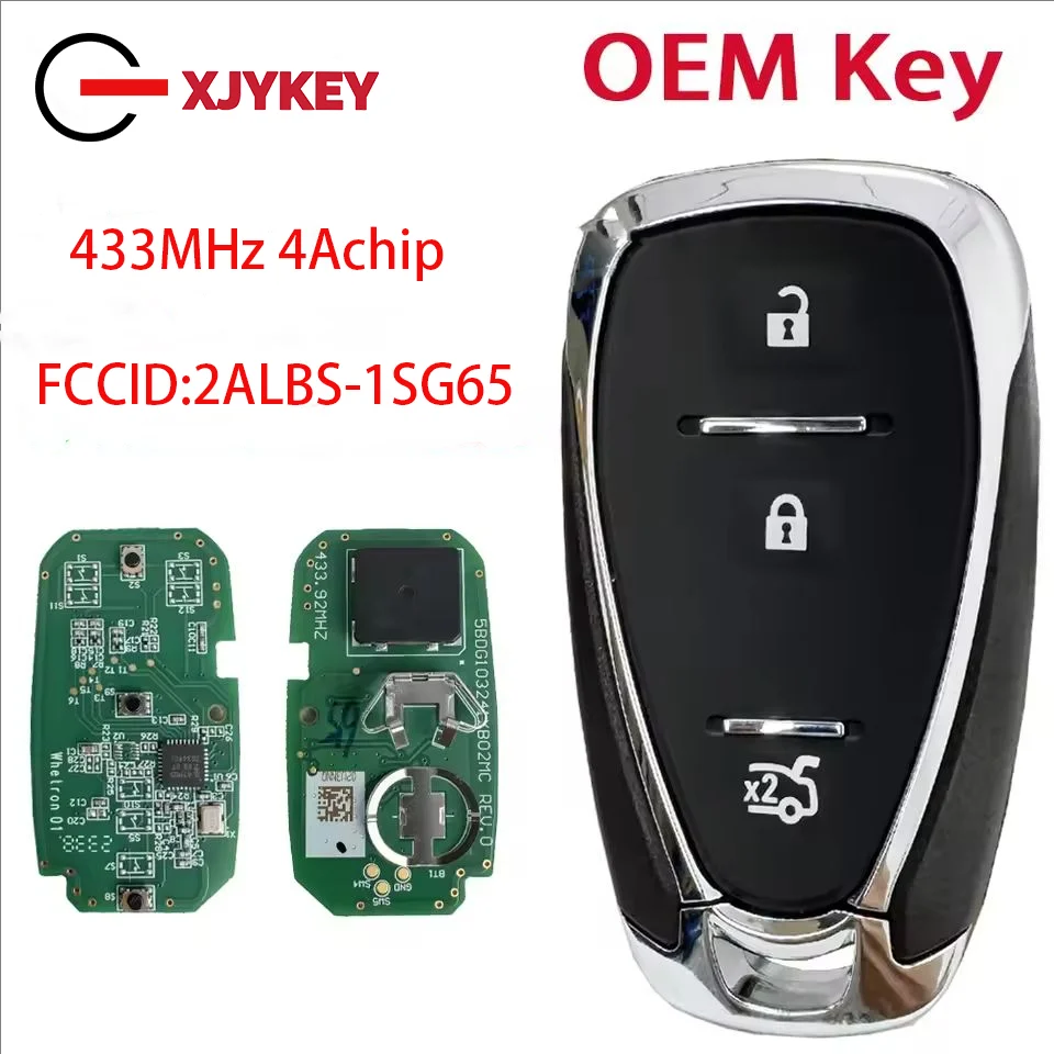 XJY Original Smart Remote Key 3 Buttons 433.92Mhz 4A Chip For Chevrolet Onix Tracker Spark Orlando Trax FCC ID: 2ALBS-1SG65
XJY Original Smart Remote Key 3 Buttons 433.92Mhz 4A Chip For Chevrolet Onix Tracker Spark Orlando Trax FCC ID: 2ALBS-1SG65