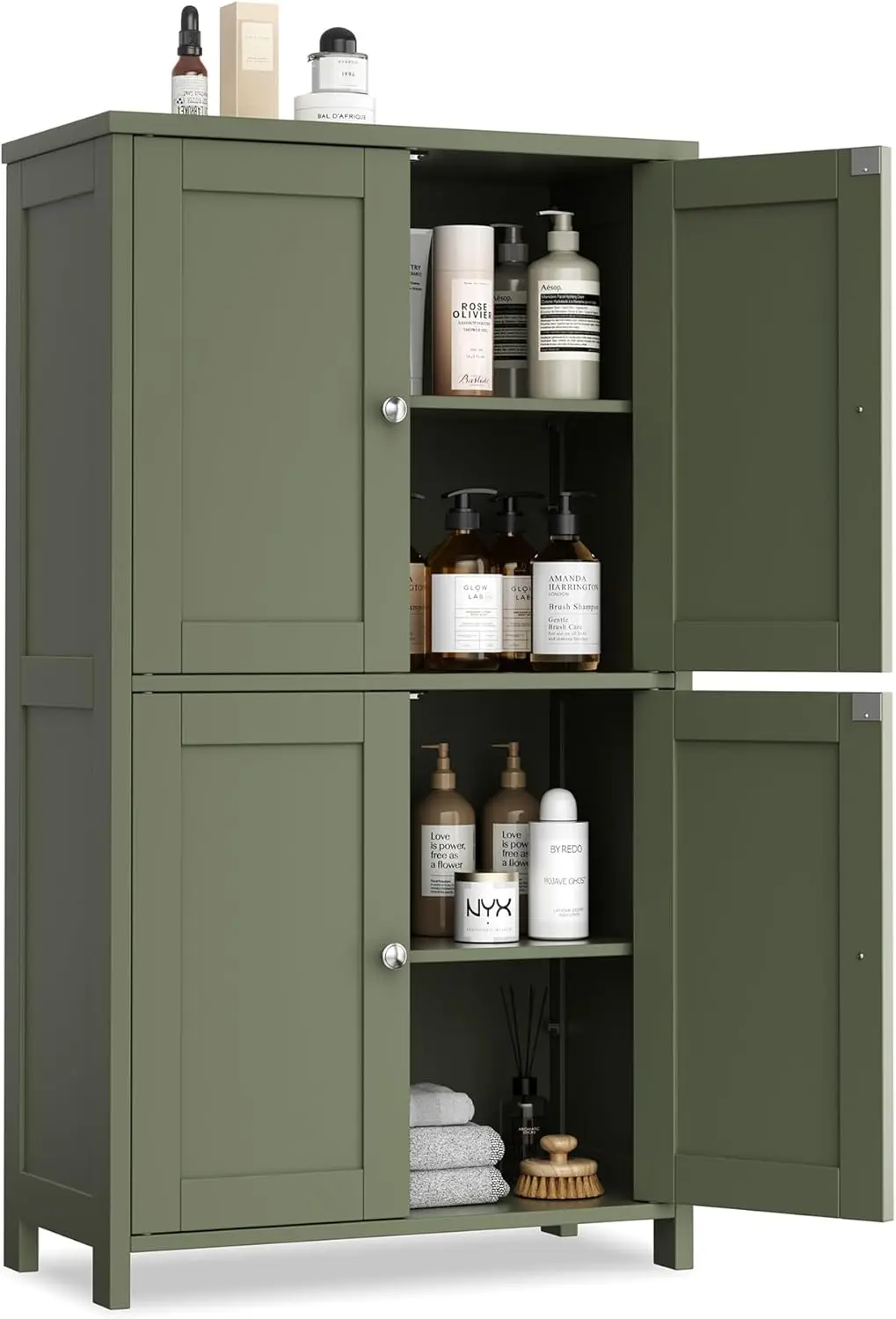 Modern Bathroom Storage Cabinet for Small Spaces: Slim Floor Cabinet with 4 Doors & Adjustable Shelves, Freestanding Organizer
Modern Bathroom Storage Cabinet for Small Spaces: Slim Floor Cabinet with 4 Doors & Adjustable Shelves, Freestanding Organizer